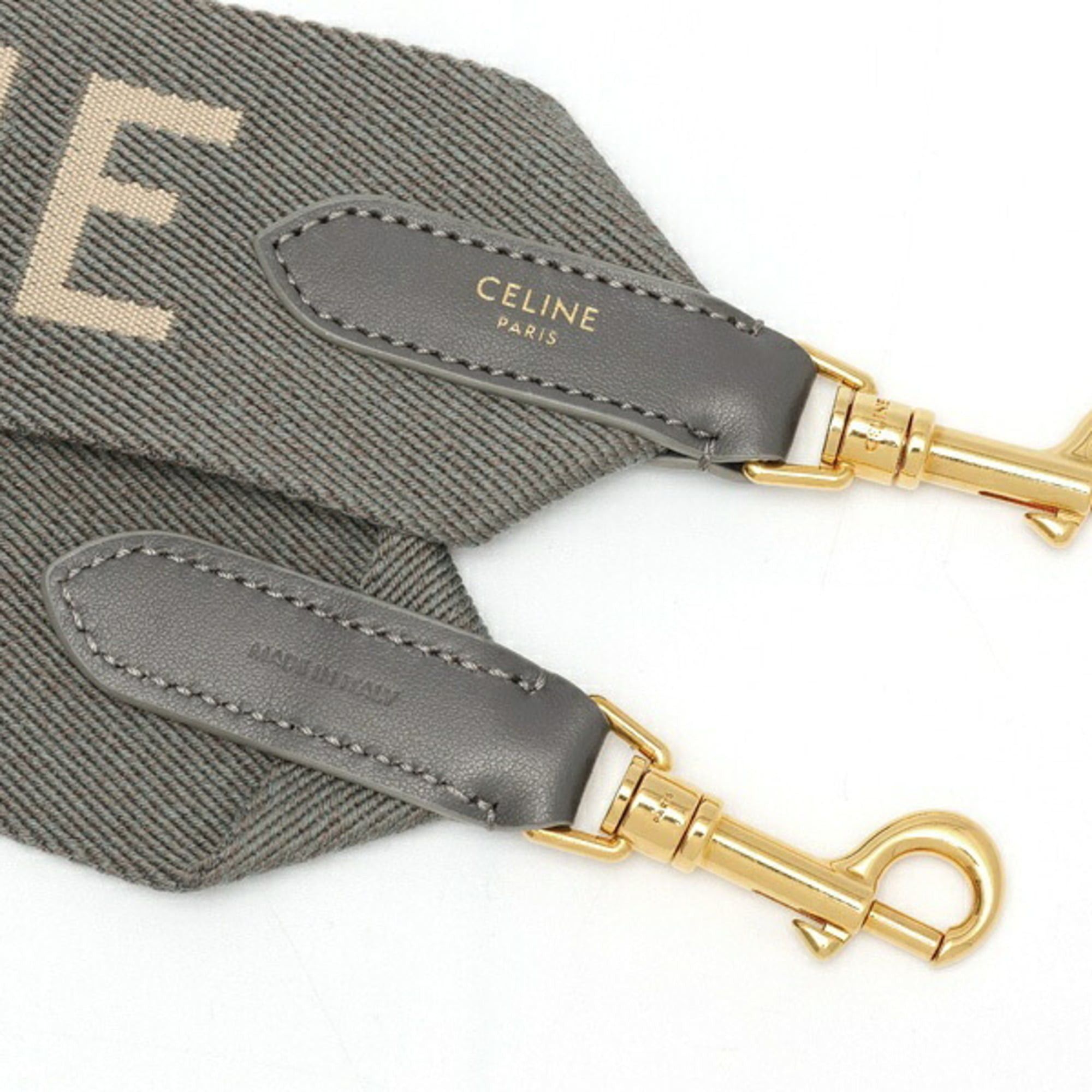 Celine Celine Jacquard Long Strap Shoulder 49S012AEP.09GW Wool Leather Gray White S-160072 Size ONE SIZE - 5 Thumbnail