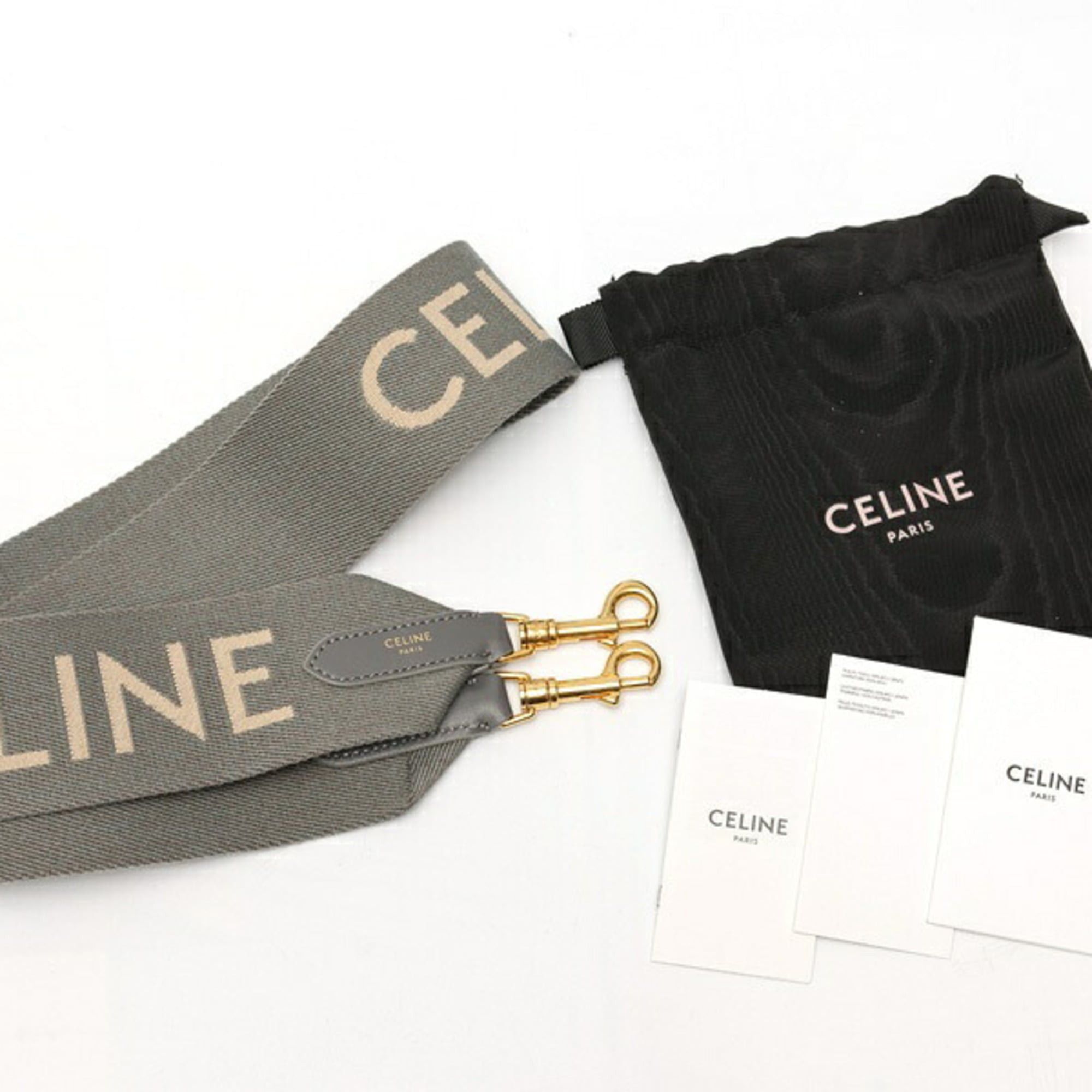 Celine Celine Jacquard Long Strap Shoulder 49S012AEP.09GW Wool Leather Gray White S-160072 Size ONE SIZE - 6 Thumbnail