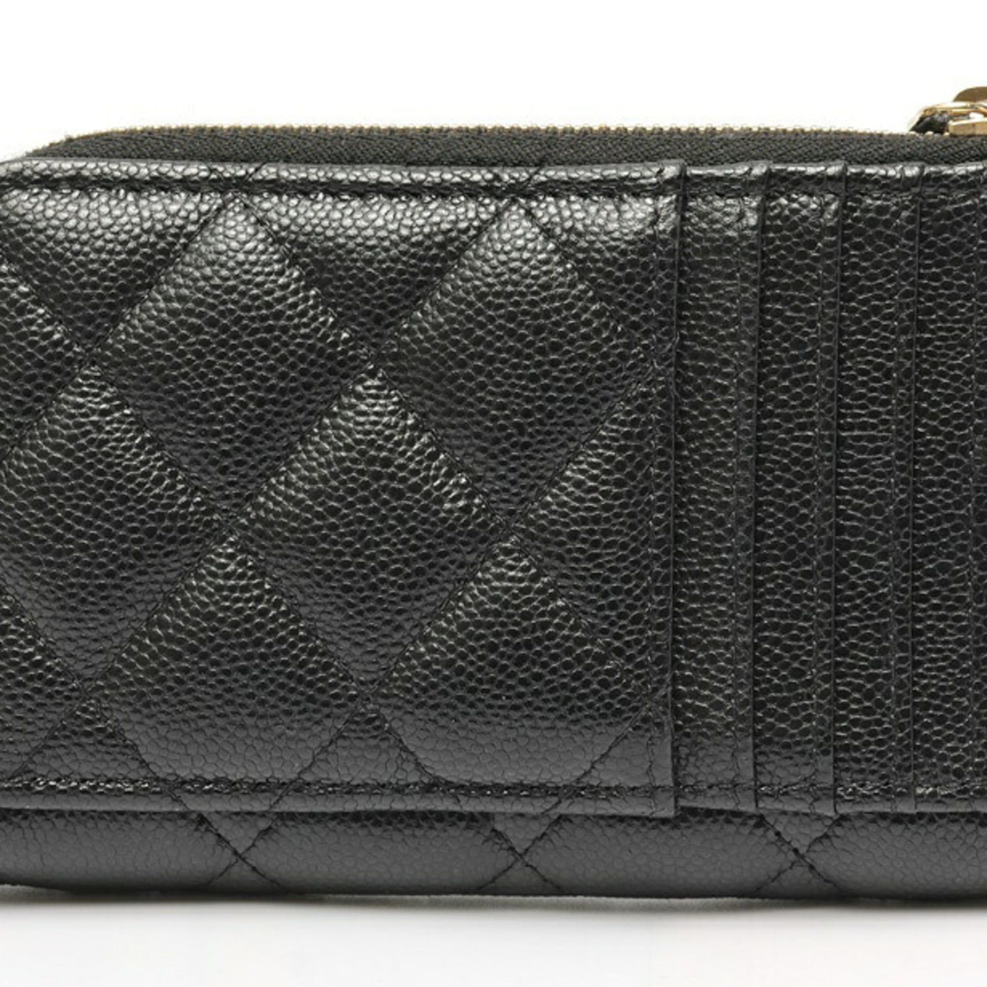 Chanel CHANEL Timeless Classic L-Shaped Coin and Card Case AP3179 Caviar Black Size ONE SIZE - 2 Thumbnail