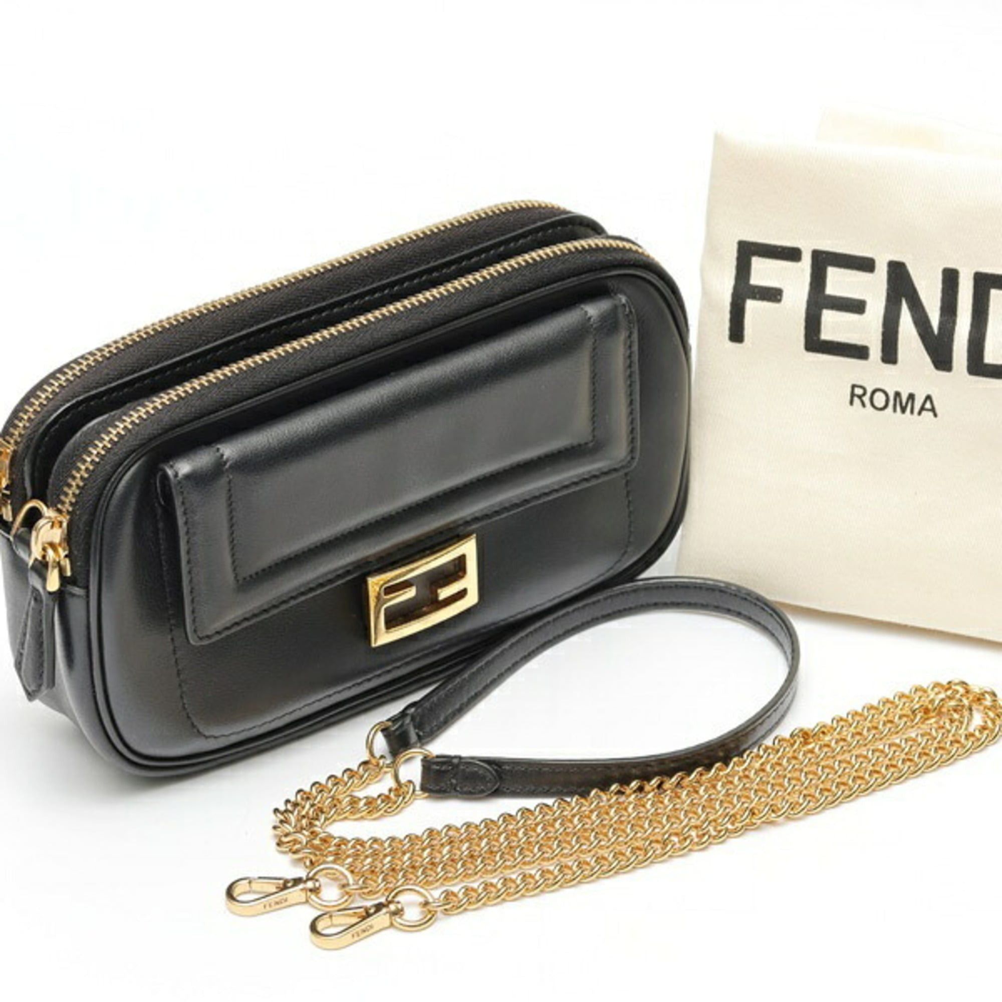 Fendi FENDI Easy Baguette Chain Shoulder Bag 8BS044 Leather Black S-159999 Size ONE SIZE - 10 Thumbnail