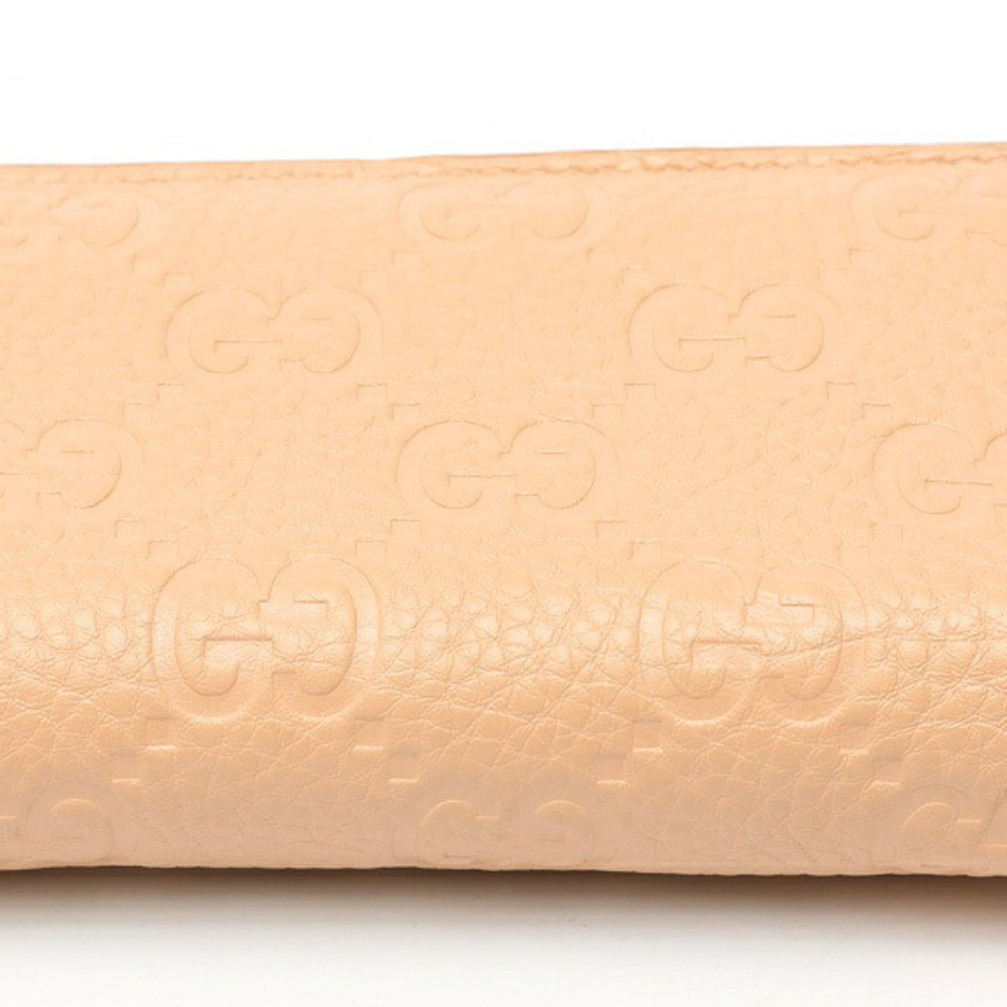 Gucci Gucci GG Emblem Medium Wallet 815874 Grain Leather Pink Beige S-159654 Size ONE SIZE - 3 Thumbnail