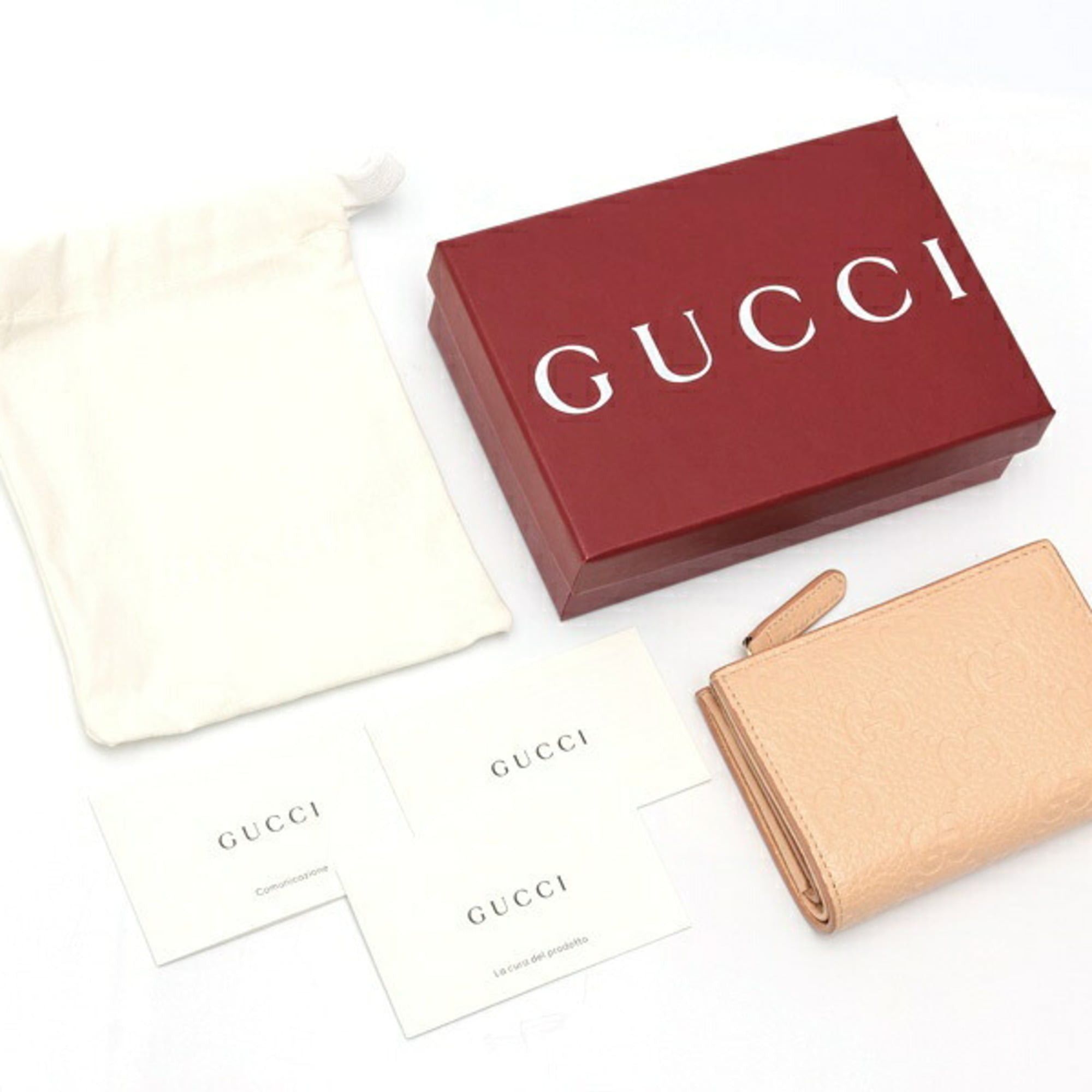 Gucci Gucci GG Emblem Medium Wallet 815874 Grain Leather Pink Beige S-159654 Size ONE SIZE - 8 Thumbnail