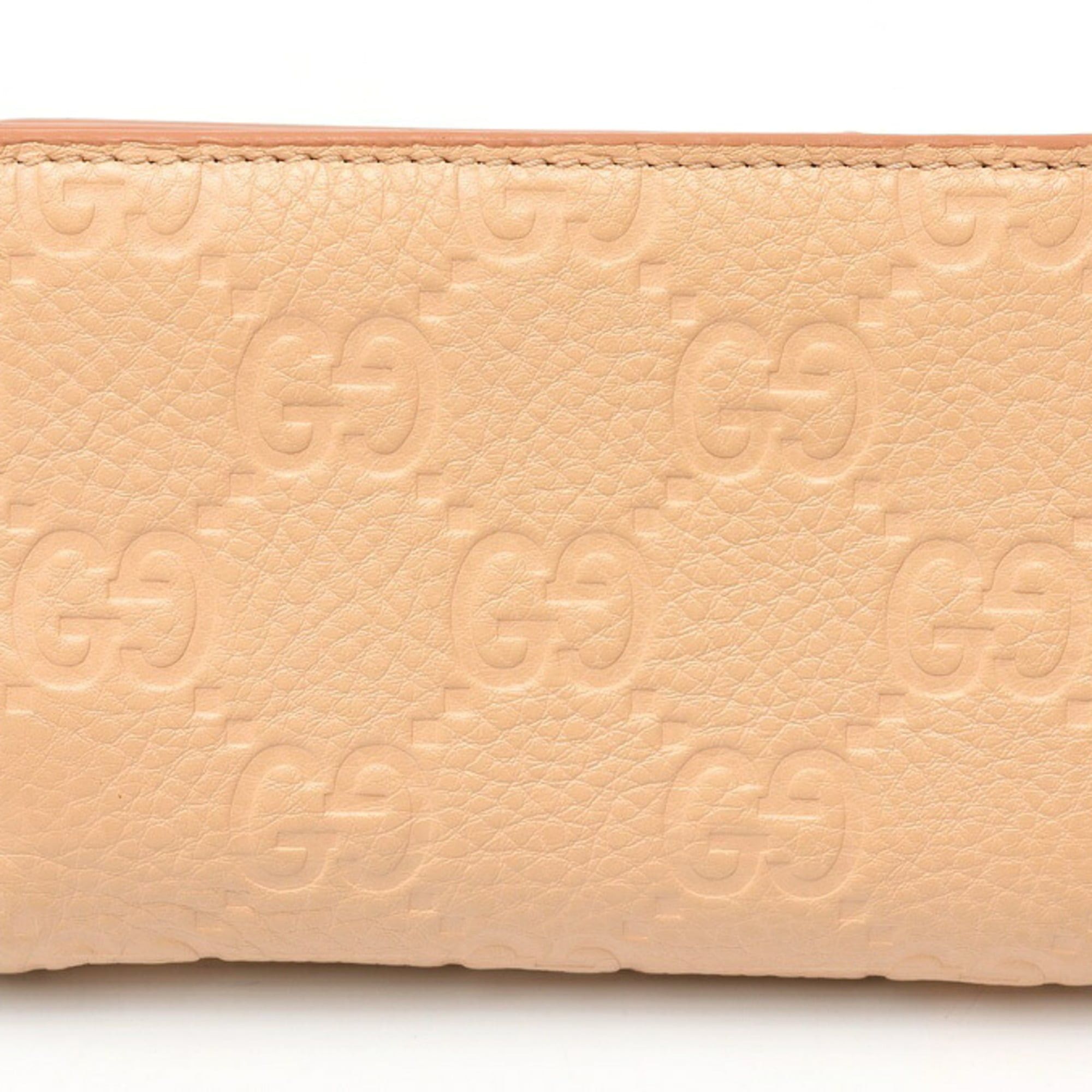 Gucci Gucci GG Emblem Medium Wallet 815874 Grain Leather Pink Beige S-159654 Size ONE SIZE - 2 Thumbnail