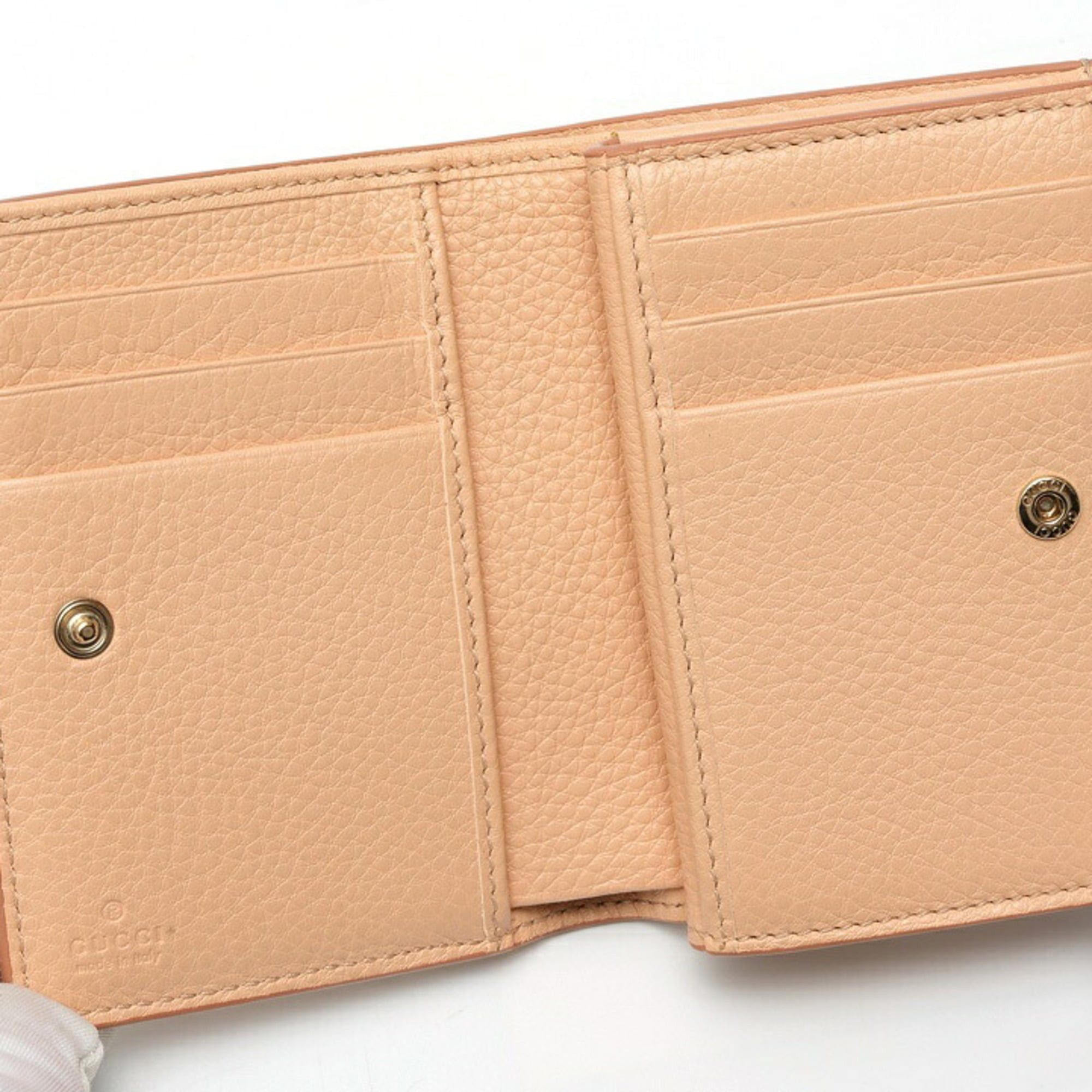Gucci Gucci GG Emblem Medium Wallet 815874 Grain Leather Pink Beige S-159654 Size ONE SIZE - 5 Thumbnail