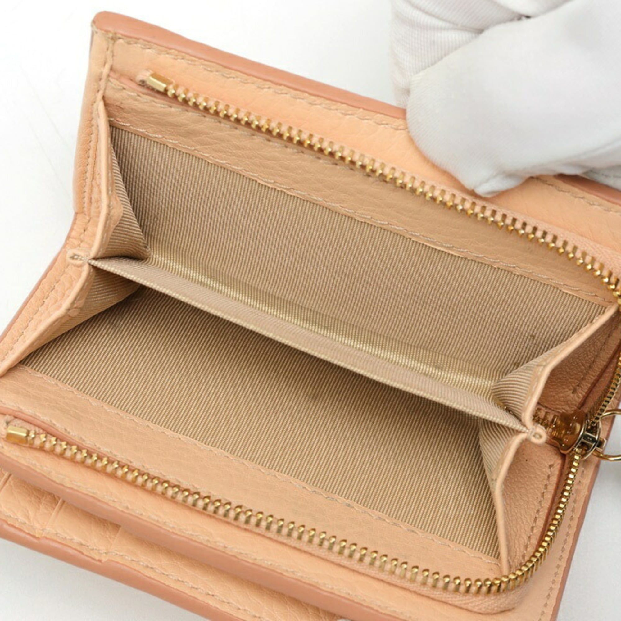 Gucci Gucci GG Emblem Medium Wallet 815874 Grain Leather Pink Beige S-159654 Size ONE SIZE - 7 Thumbnail