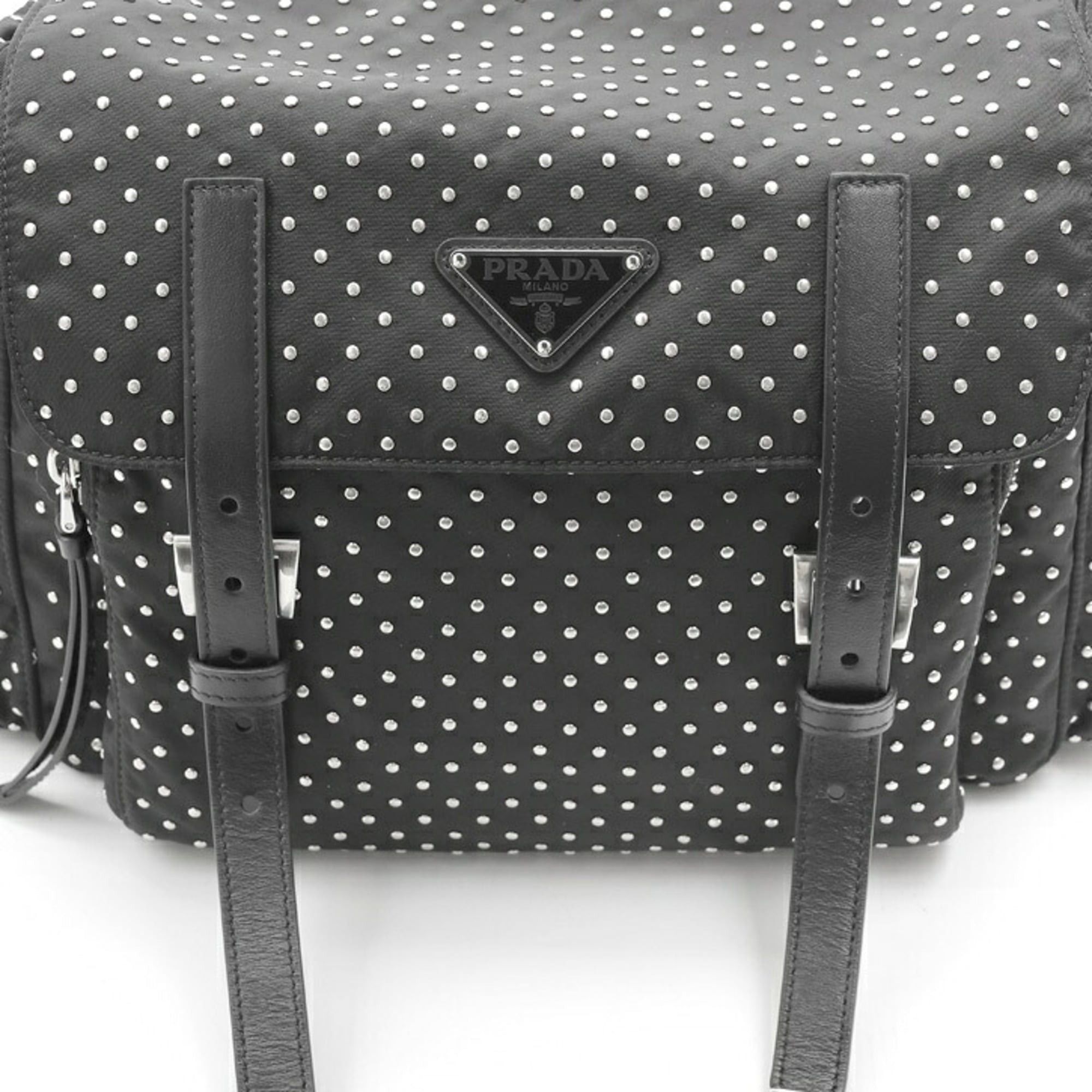 Prada PRADA Re-Nylon x Leather Shoulder Bag 1BD118 Nylon Metal Black K-160109 Size ONE SIZE - 5 Thumbnail