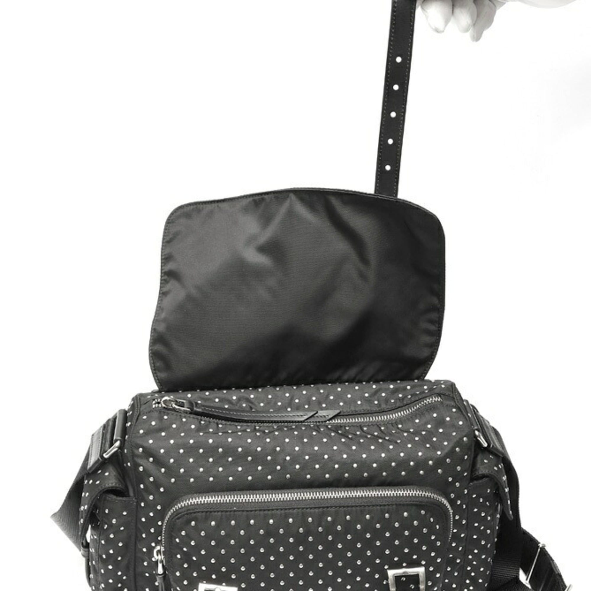 Prada PRADA Re-Nylon x Leather Shoulder Bag 1BD118 Nylon Metal Black K-160109 Size ONE SIZE - 6 Thumbnail