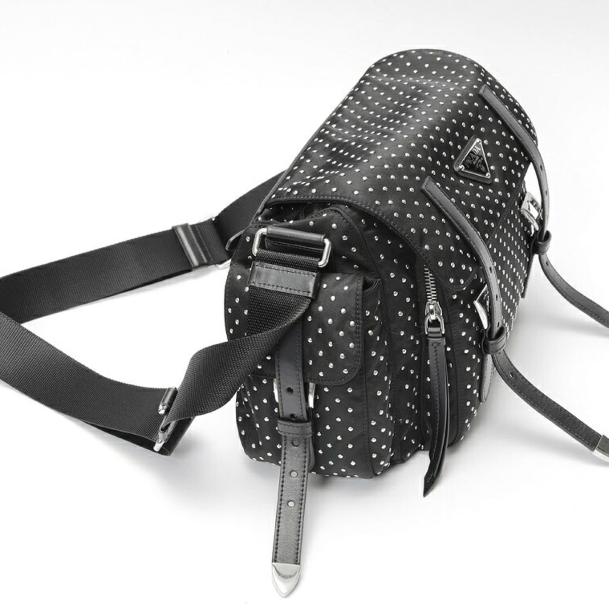 Prada PRADA Re-Nylon x Leather Shoulder Bag 1BD118 Nylon Metal Black K-160109 Size ONE SIZE - 2 Thumbnail