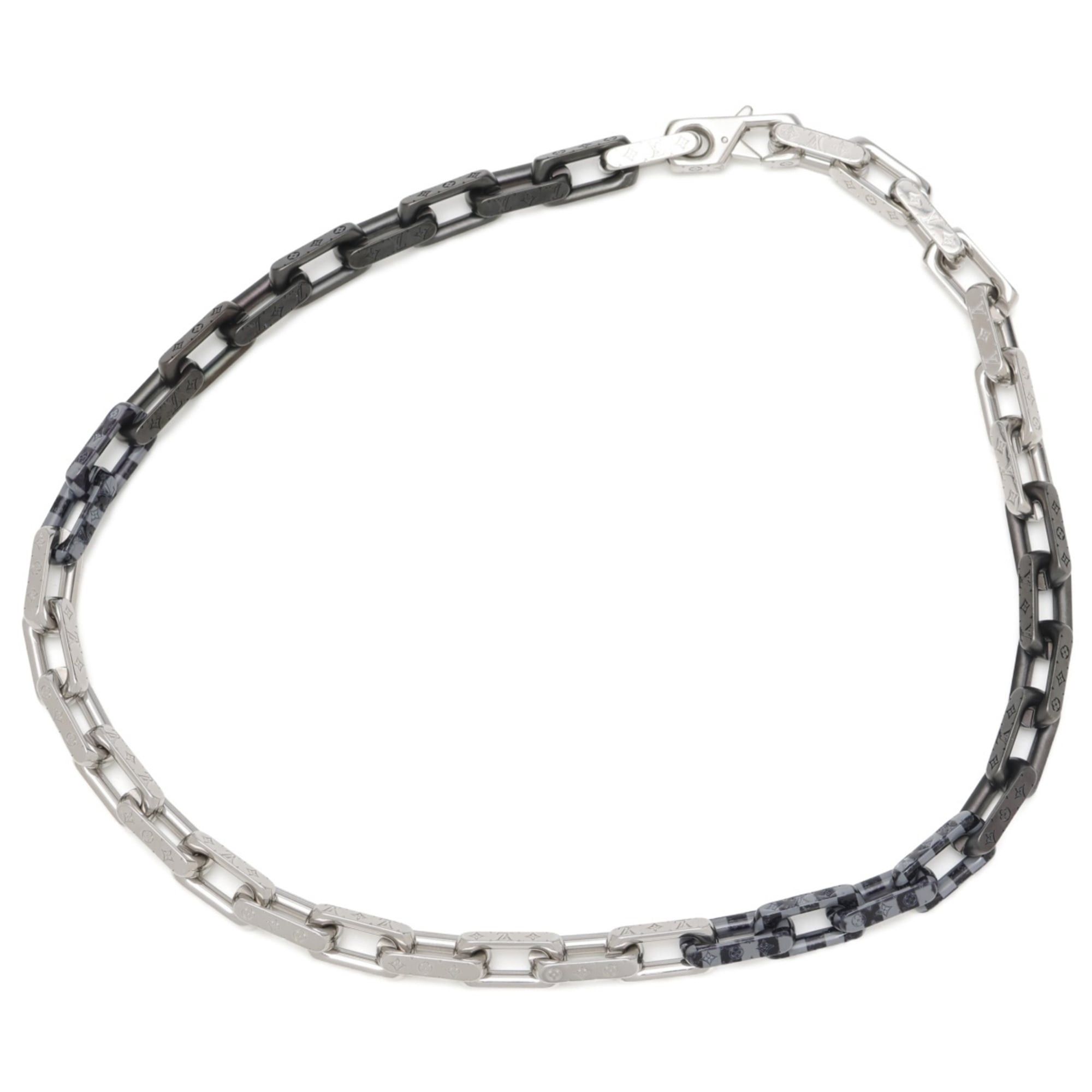 Louis Vuitton Louis Vuitton Collier Damier Necklace Monogram Chain MP3189 Metal Silver Black S-159731 Size ONE SIZE - 3 Thumbnail
