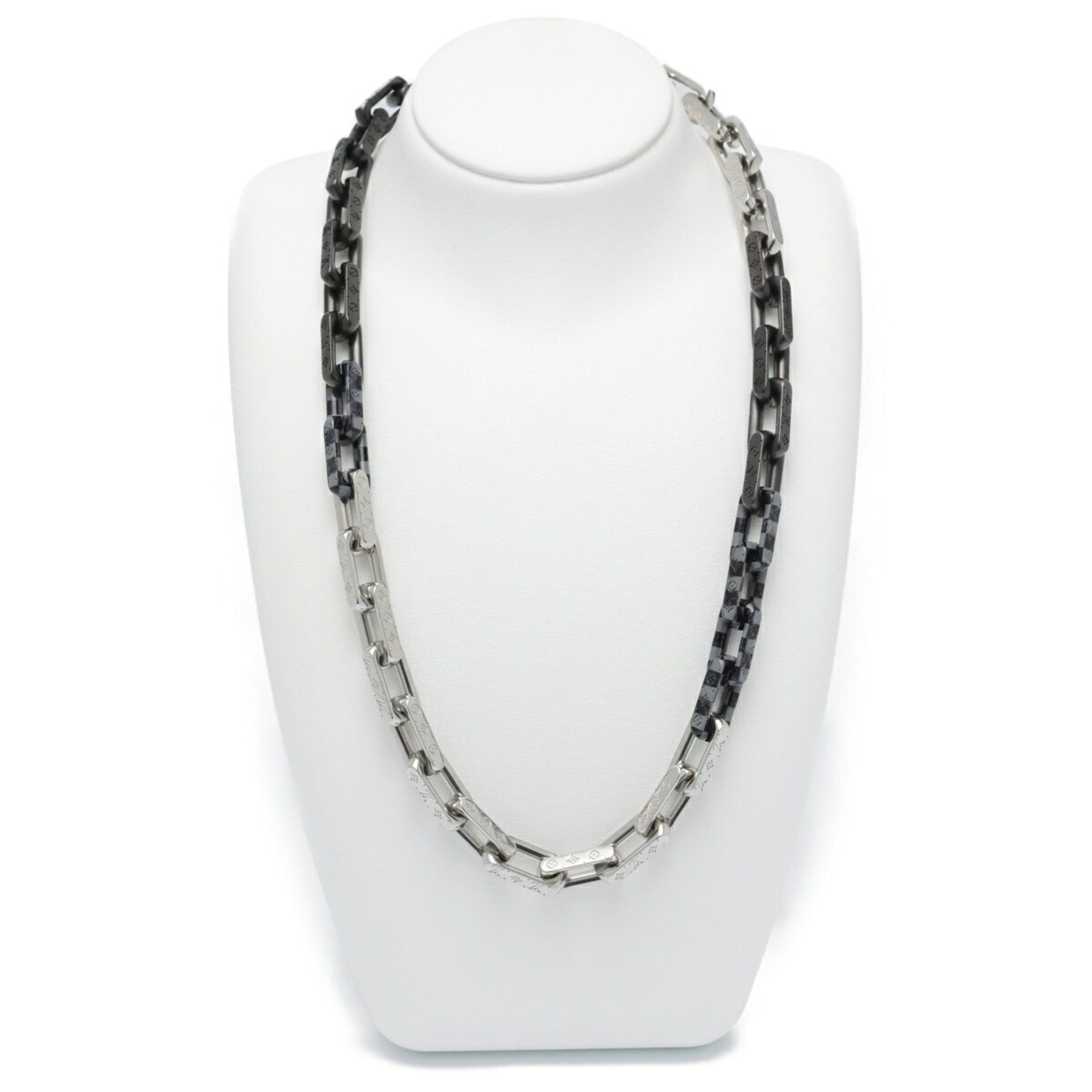 Louis Vuitton Louis Vuitton Collier Damier Necklace Monogram Chain MP3189 Metal Silver Black S-159731 Size ONE SIZE - 2 Thumbnail