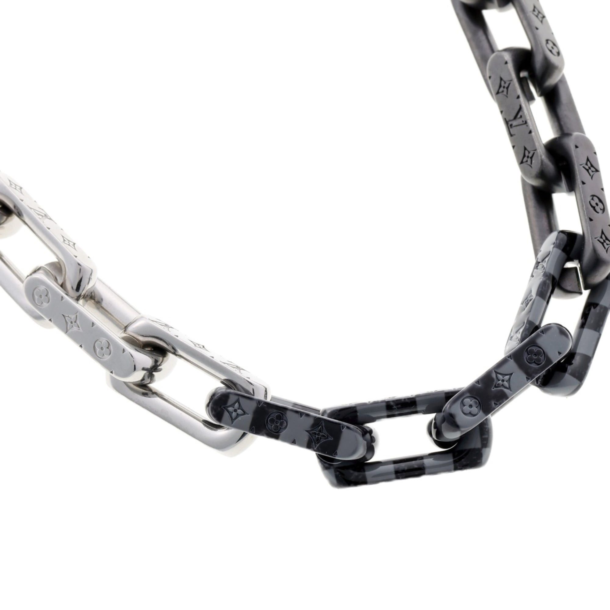 Louis Vuitton Louis Vuitton Collier Damier Necklace Monogram Chain MP3189 Metal Silver Black S-159731 Size ONE SIZE - 4 Thumbnail