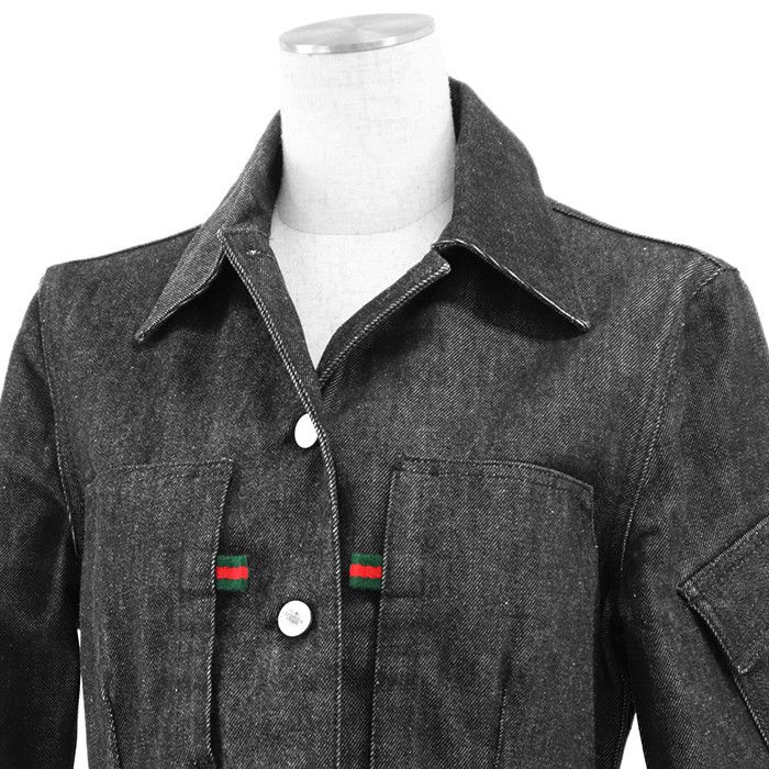 Gucci Gucci Gucci Black Denim Jacket Textile Outerwear DUTY FREE for USA Size ONE SIZE - 2 Thumbnail