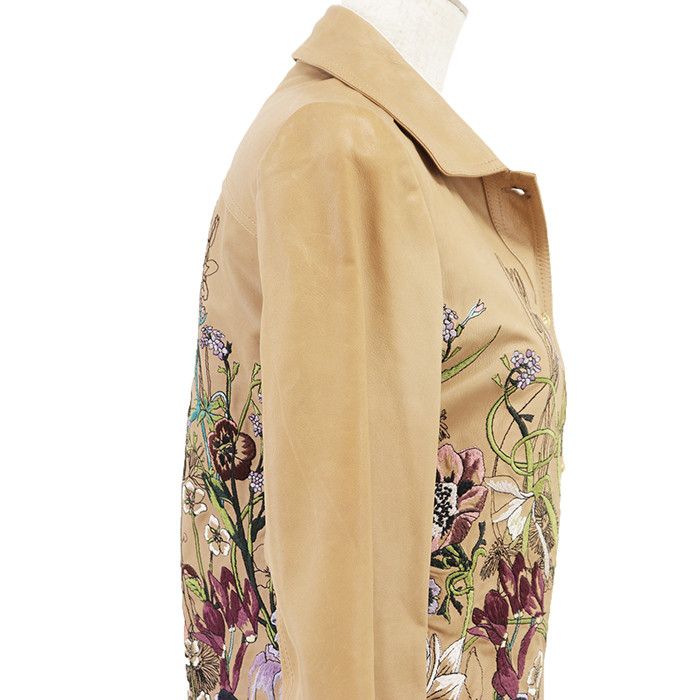 Gucci Gucci Gucci Floral Embroidery Cow Leather Jacket Leather Outerwear DUTY FREE for USA Size ONE SIZE - 7 Thumbnail