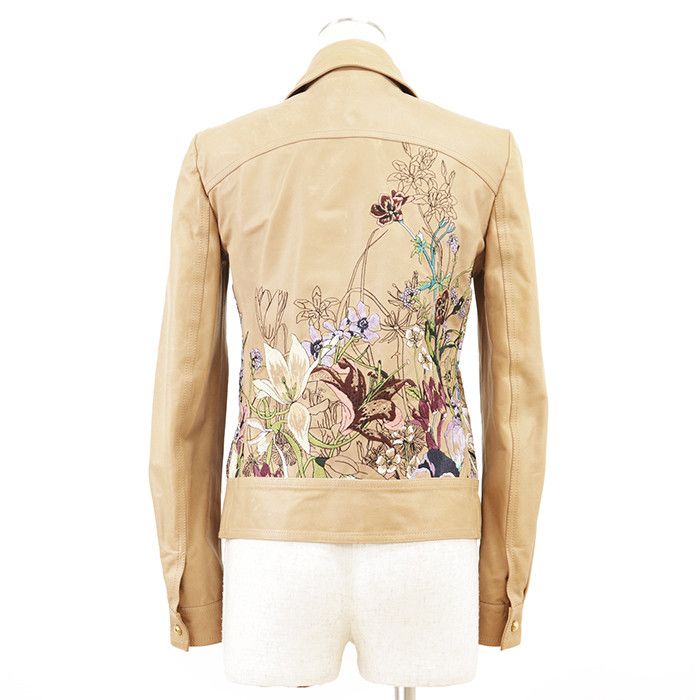 Gucci Gucci Gucci Floral Embroidery Cow Leather Jacket Leather Outerwear DUTY FREE for USA Size ONE SIZE - 5 Thumbnail