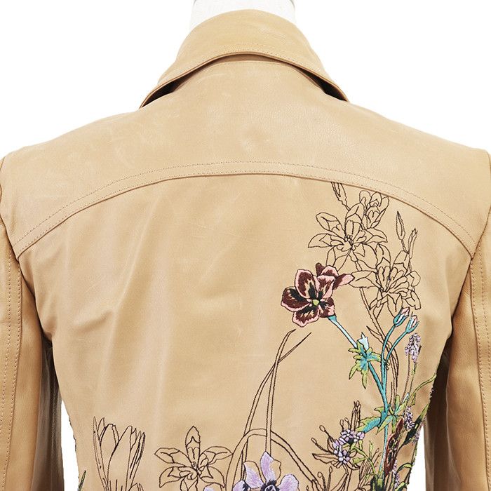 Gucci Gucci Gucci Floral Embroidery Cow Leather Jacket Leather Outerwear DUTY FREE for USA Size ONE SIZE - 6 Thumbnail