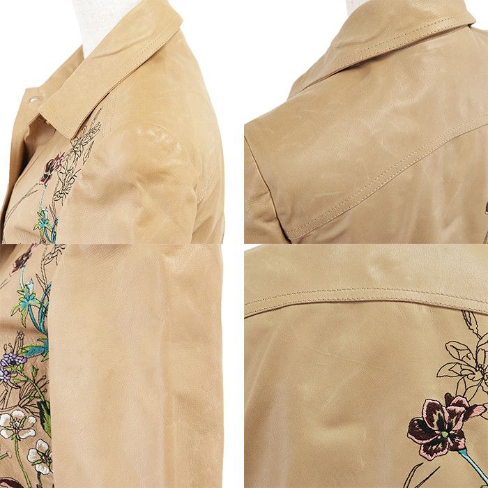 Gucci Gucci Gucci Floral Embroidery Cow Leather Jacket Leather Outerwear DUTY FREE for USA Size ONE SIZE - 3 Thumbnail