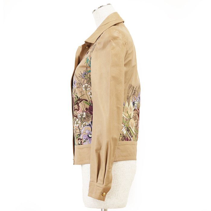 Gucci Gucci Gucci Floral Embroidery Cow Leather Jacket Leather Outerwear DUTY FREE for USA Size ONE SIZE - 15 Thumbnail