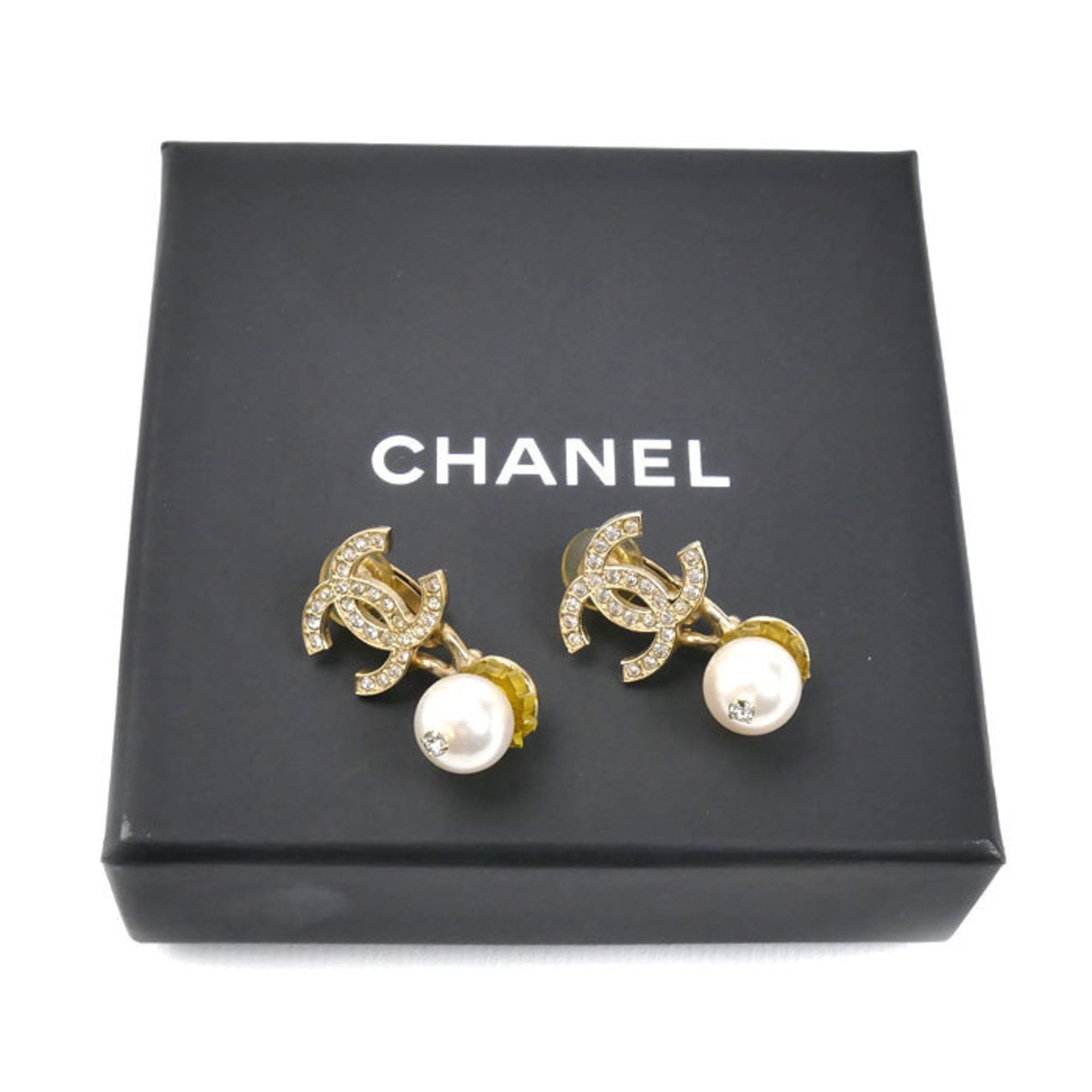 Chanel CHANEL GP Coco Mark Rhinestone and Faux Pearl Earrings, 10.5g, Women's Size ONE SIZE - 6 Thumbnail