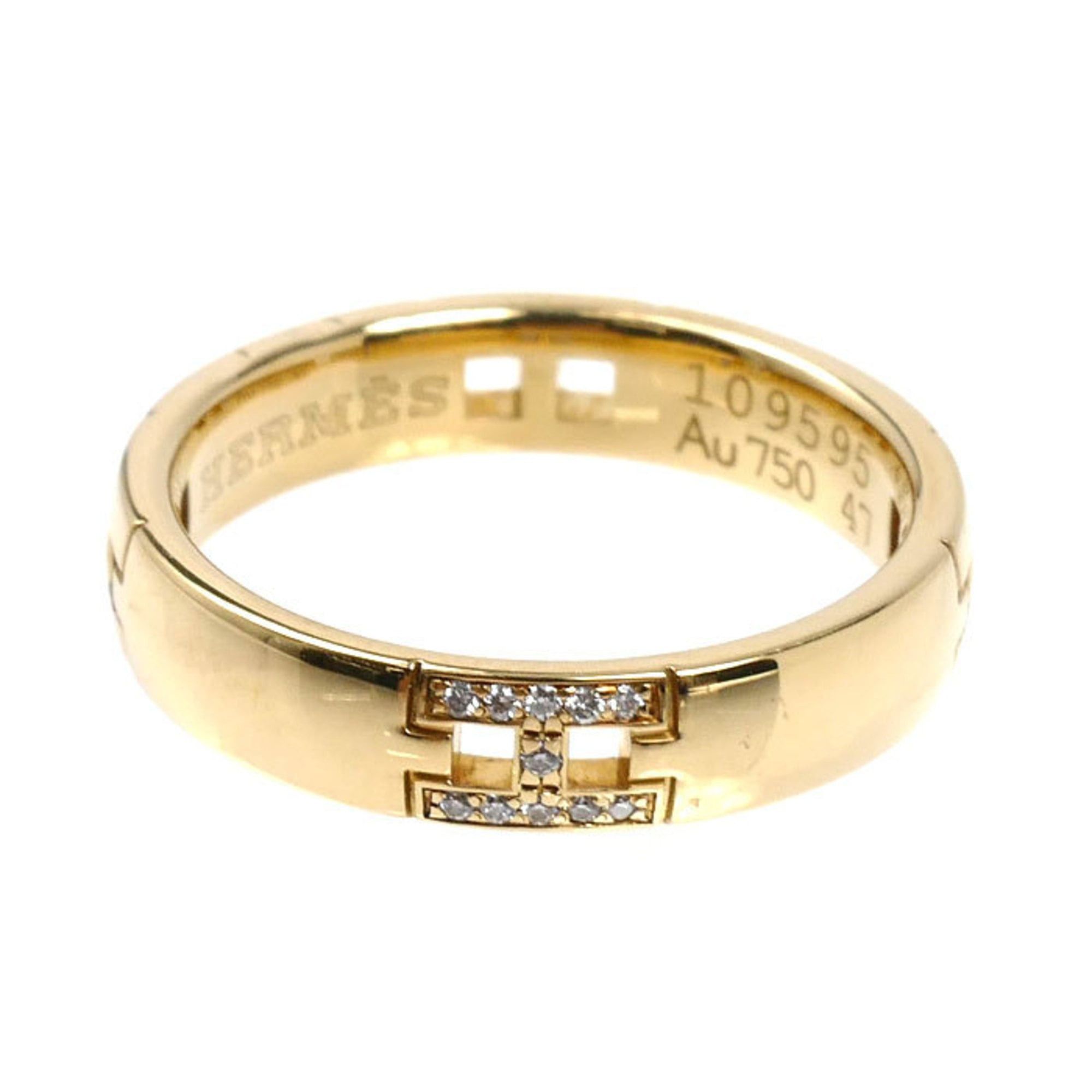 Hermes HERMES 18KYG Yellow Gold Hercules Wedding Ring with Diamonds, 47mm, 3.5g, Women's Size ONE SIZE - 3 Thumbnail