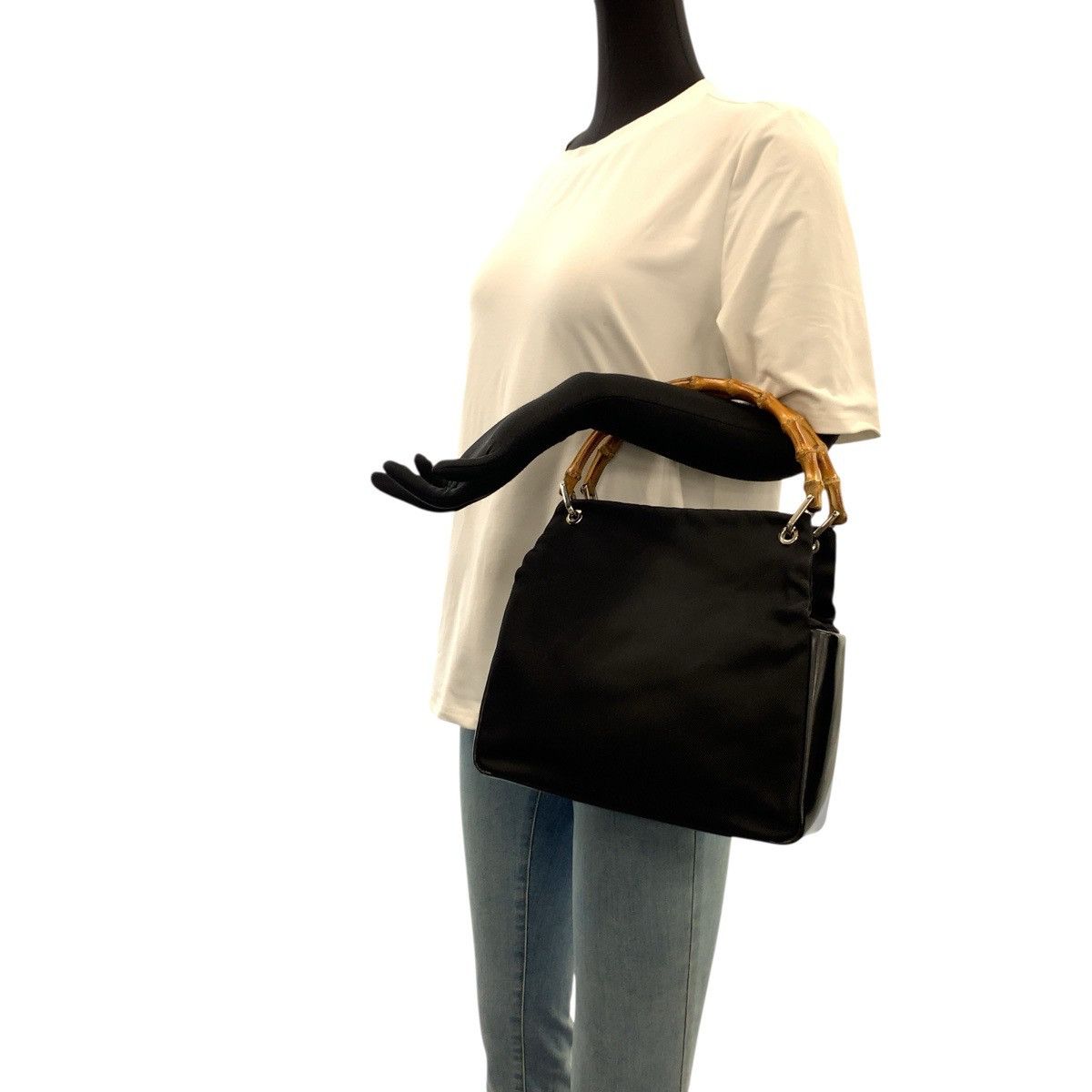 Gucci Gucci Gucci Bamboo Nylon Leather Tote Bag Leather Tote Bag 00020140580 DUTY FREE for USA Size ONE SIZE - 7 Thumbnail