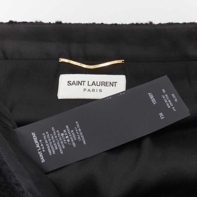 Saint Laurent Paris SAINT LAURENT 2022 black tweed faux fur trimmed mini skirt FR34 XS Size 26" / US 2 / IT 38 - 8 Thumbnail