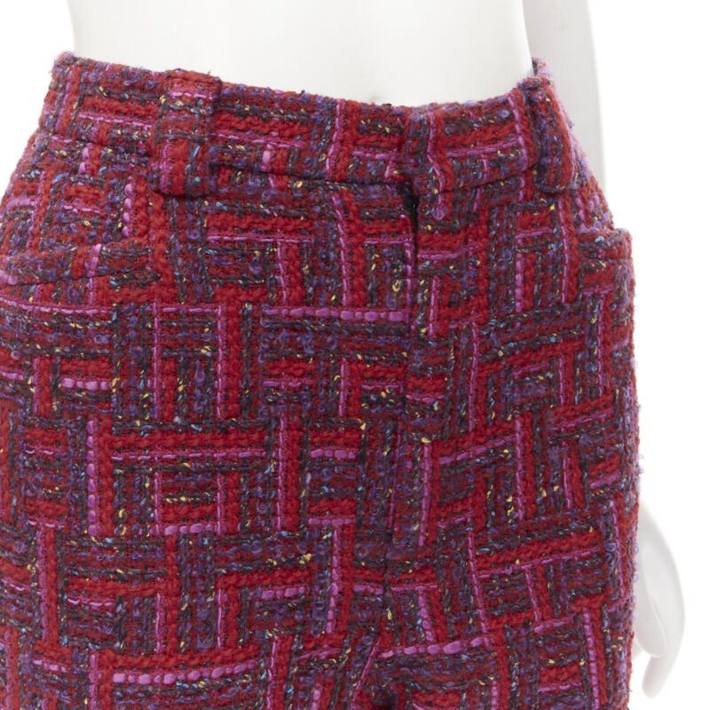 Saint Laurent Paris SAINT LAURENT 2021 pink red geometric tweed knee length shorts FR34 XS Size 26" / US 2 / IT 38 - 7 Thumbnail