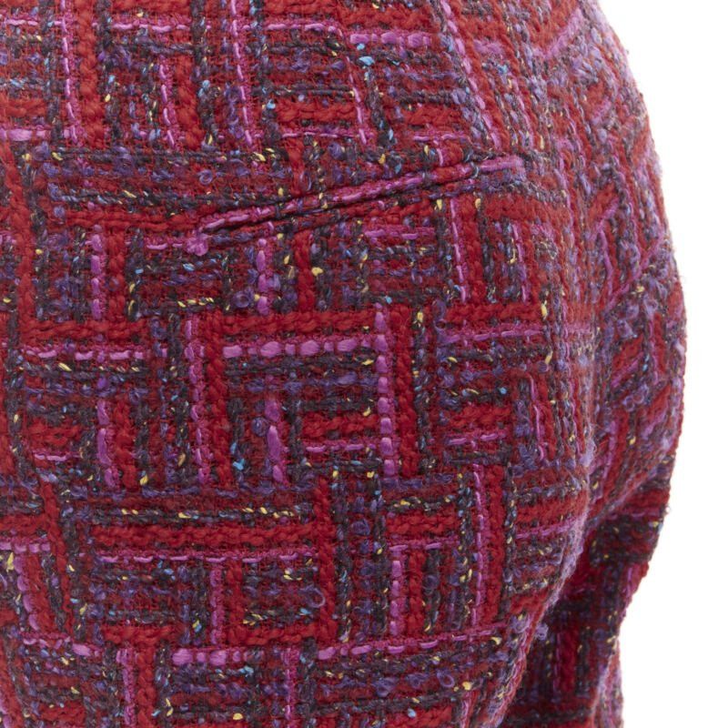 Saint Laurent Paris SAINT LAURENT 2021 pink red geometric tweed knee length shorts FR34 XS Size 26" / US 2 / IT 38 - 9 Thumbnail