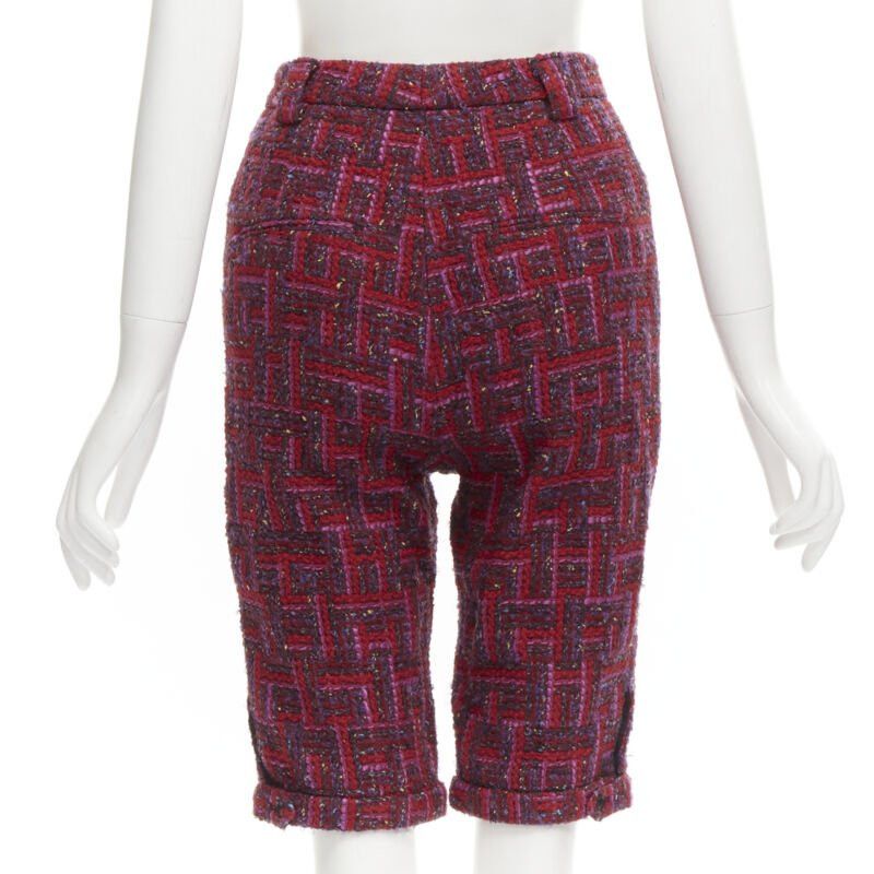 Saint Laurent Paris SAINT LAURENT 2021 pink red geometric tweed knee length shorts FR34 XS Size 26" / US 2 / IT 38 - 5 Thumbnail