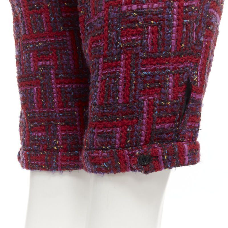 Saint Laurent Paris SAINT LAURENT 2021 pink red geometric tweed knee length shorts FR34 XS Size 26" / US 2 / IT 38 - 8 Thumbnail