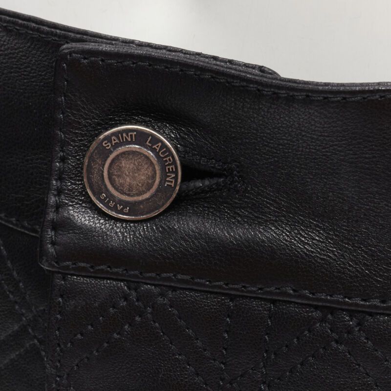 Saint Laurent Paris SAINT LAURENT 100% lambskin leather black quilted high waisted shorts FR36 S Size 27" / US 4 / IT 40 - 2 Thumbnail