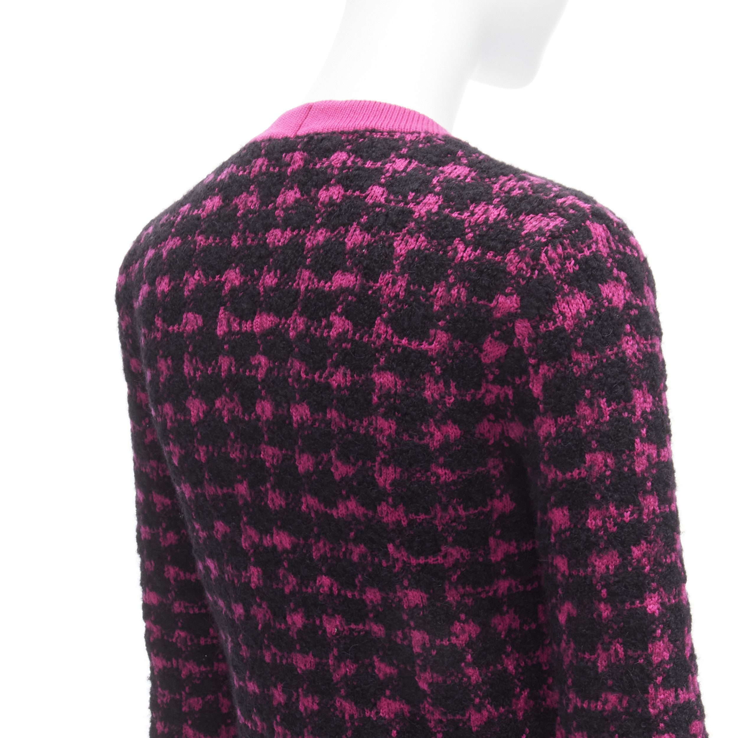 Saint Laurent Paris SAINT LAURENT 2021 black pink houndstooth wool alpaca preppy cardigan jacket XS Size S / US 4 / IT 40 - 9 Thumbnail
