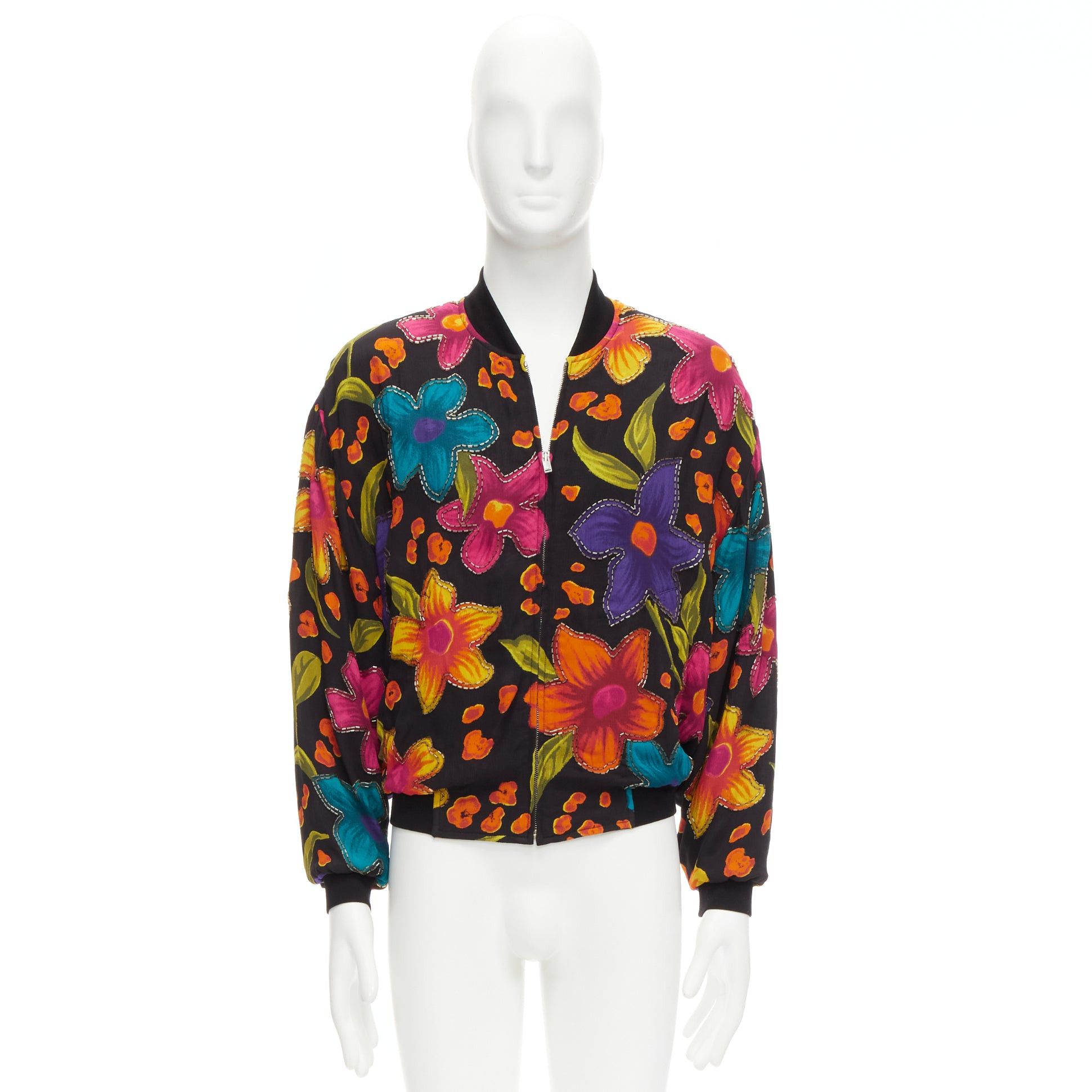 Saint Laurent Paris SAINT LAURENT 2021 Teddy floral crepe embellished bomber jacket FR44 XS Size US XS / EU 42 / 0 - 10 Thumbnail