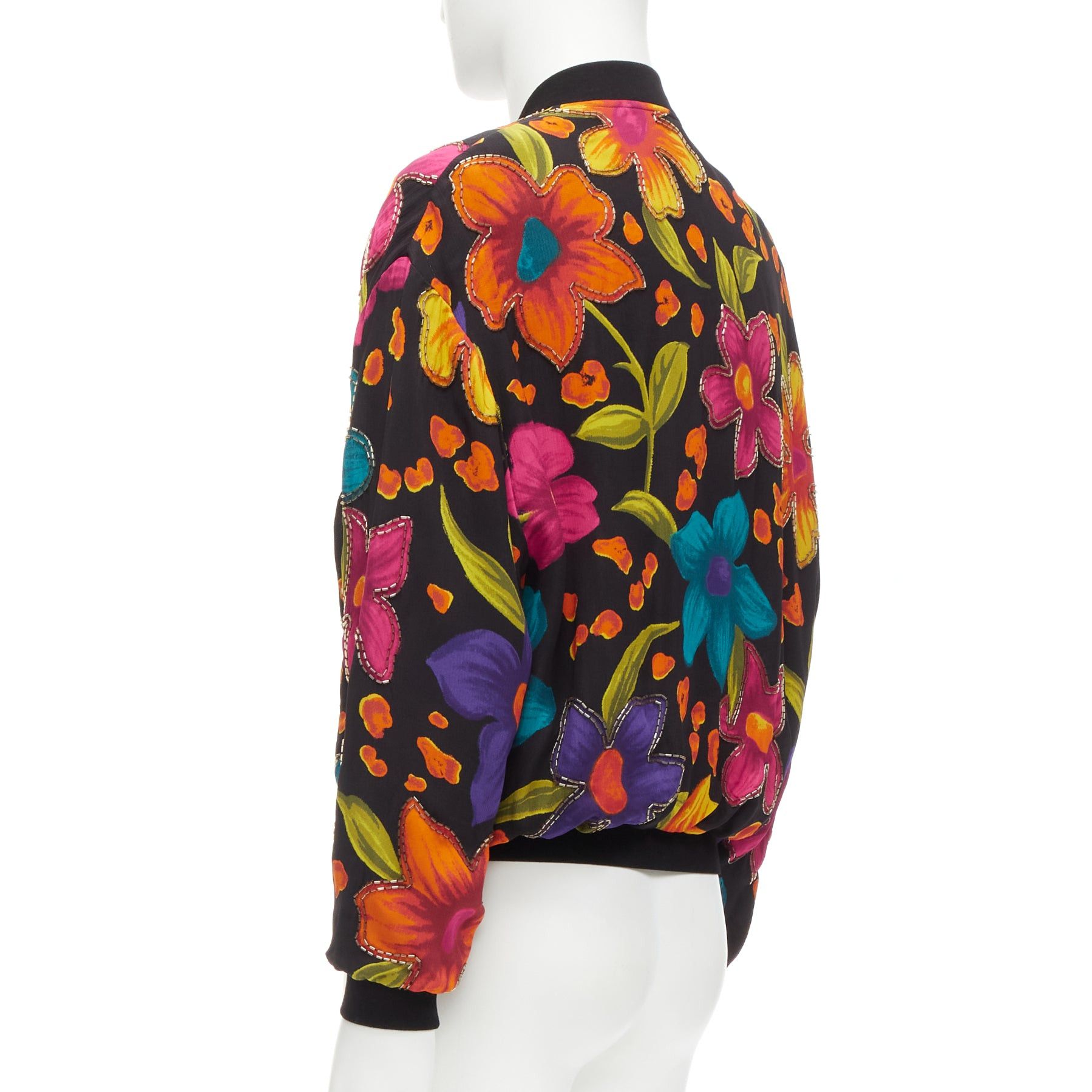 Saint Laurent Paris SAINT LAURENT 2021 Teddy floral crepe embellished bomber jacket FR44 XS Size US XS / EU 42 / 0 - 7 Thumbnail