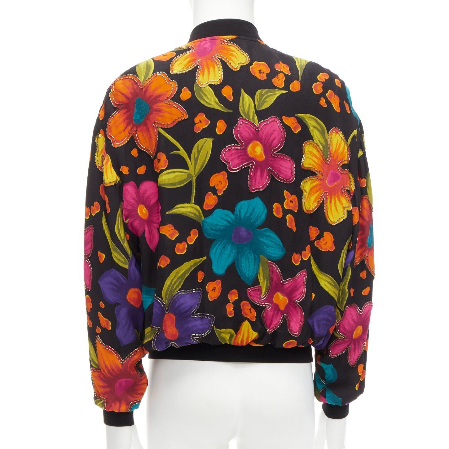 Saint Laurent Paris SAINT LAURENT 2021 Teddy floral crepe embellished bomber jacket FR44 XS Size US XS / EU 42 / 0 - 6 Thumbnail