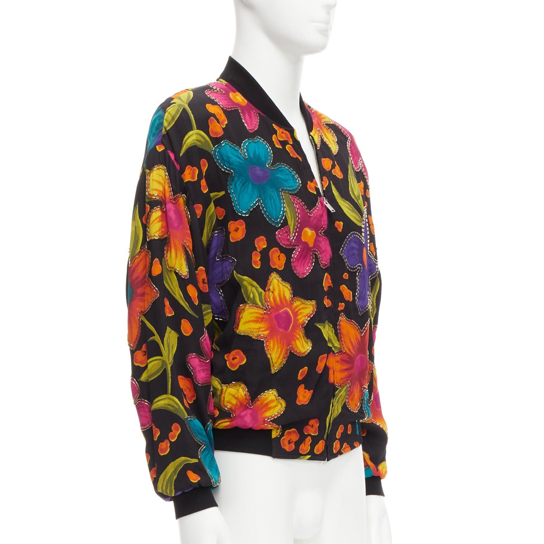 Saint Laurent Paris SAINT LAURENT 2021 Teddy floral crepe embellished bomber jacket FR44 XS Size US XS / EU 42 / 0 - 4 Thumbnail