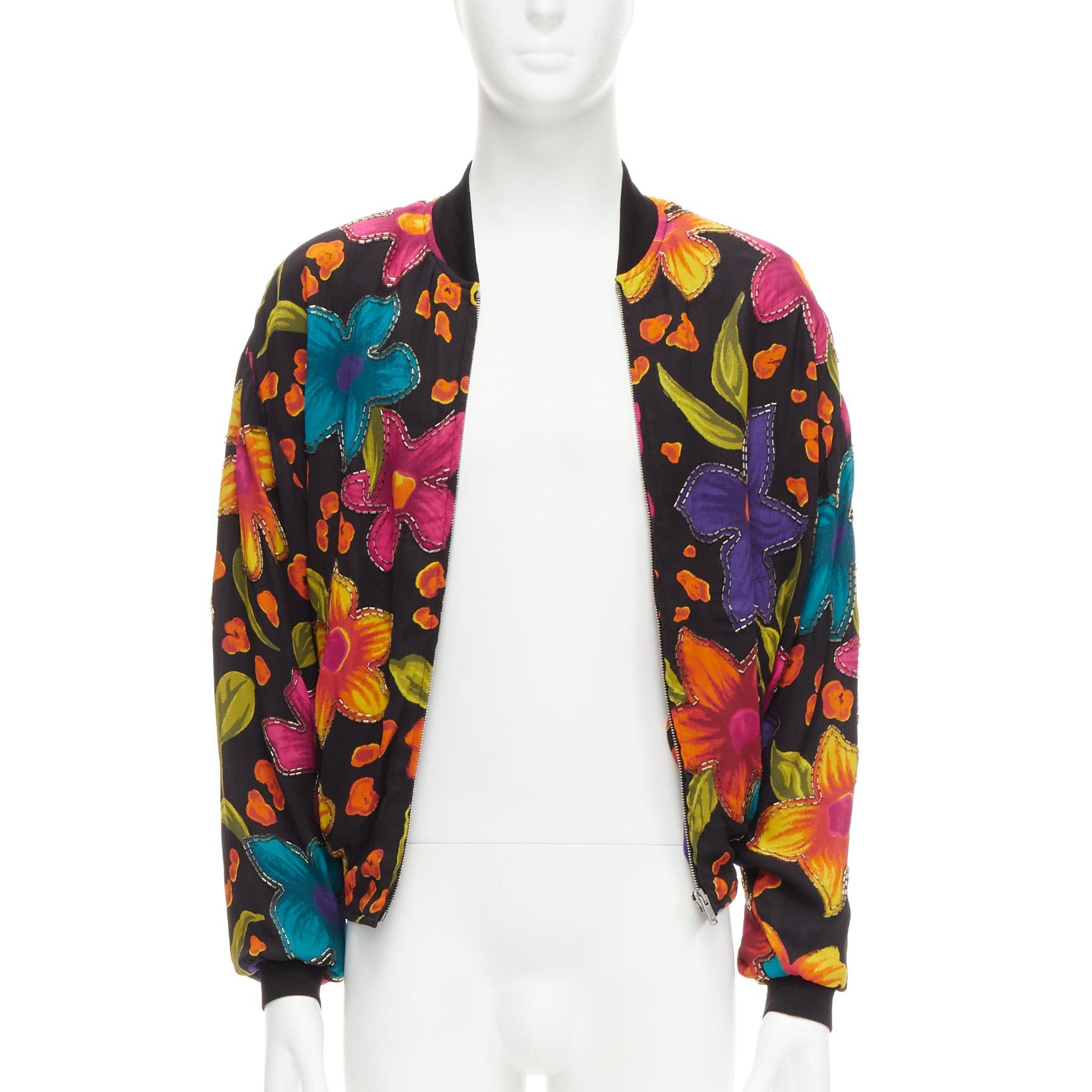 Saint Laurent Paris SAINT LAURENT 2021 Teddy floral crepe embellished bomber jacket FR44 XS Size US XS / EU 42 / 0 - 3 Thumbnail