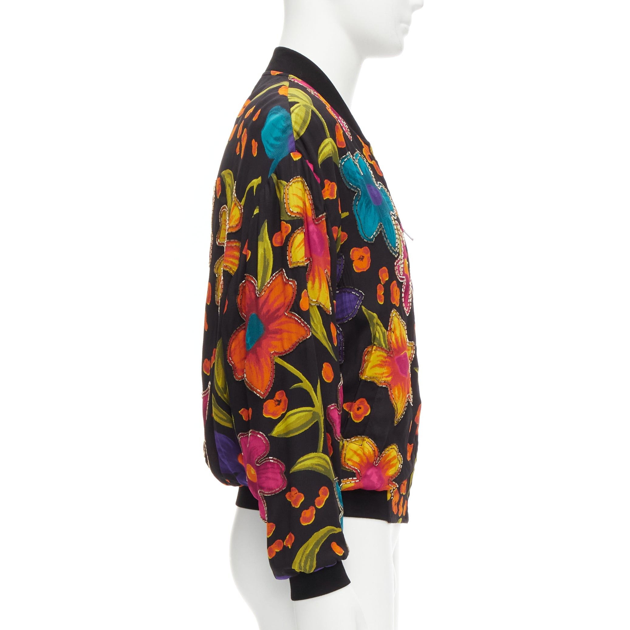 Saint Laurent Paris SAINT LAURENT 2021 Teddy floral crepe embellished bomber jacket FR44 XS Size US XS / EU 42 / 0 - 5 Thumbnail