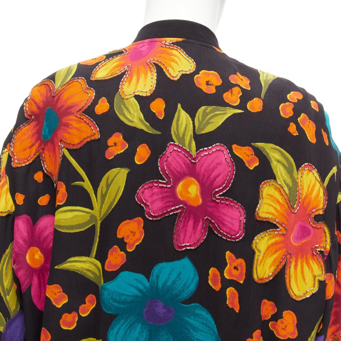 Saint Laurent Paris SAINT LAURENT 2021 Teddy floral crepe embellished bomber jacket FR44 XS Size US XS / EU 42 / 0 - 8 Thumbnail