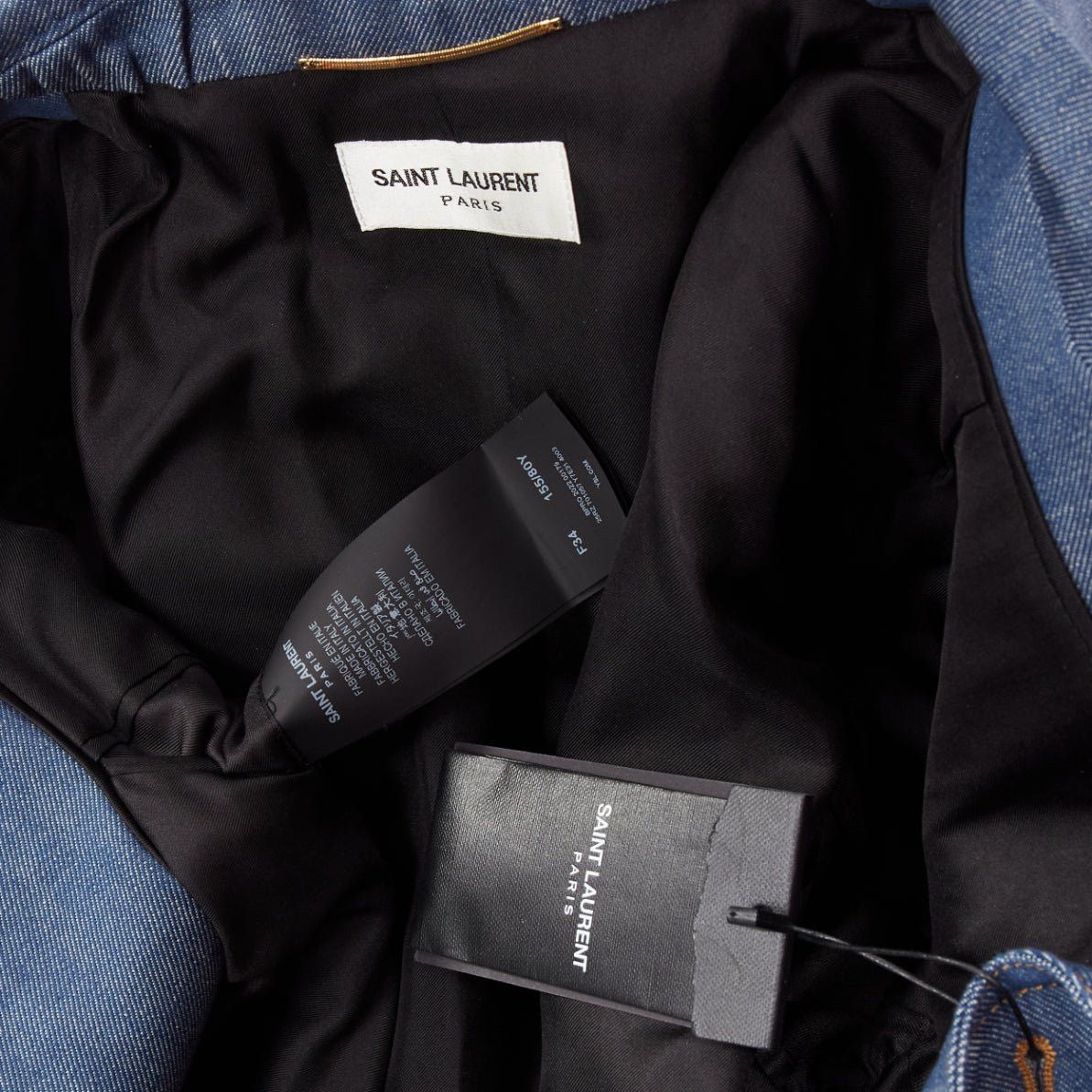 Saint Laurent Paris SAINT LAURENT 2022 Runway blue denim Power shoulder blazer mini dress FR34 Size XS / US 0-2 / IT 36-38 - 8 Thumbnail