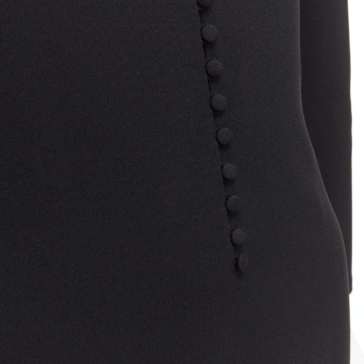 Saint Laurent Paris SAINT LAURENT 2022 black deep V neck wrapped buttons mini dress FR34 XS Size XS / US 0-2 / IT 36-38 - 7 Thumbnail