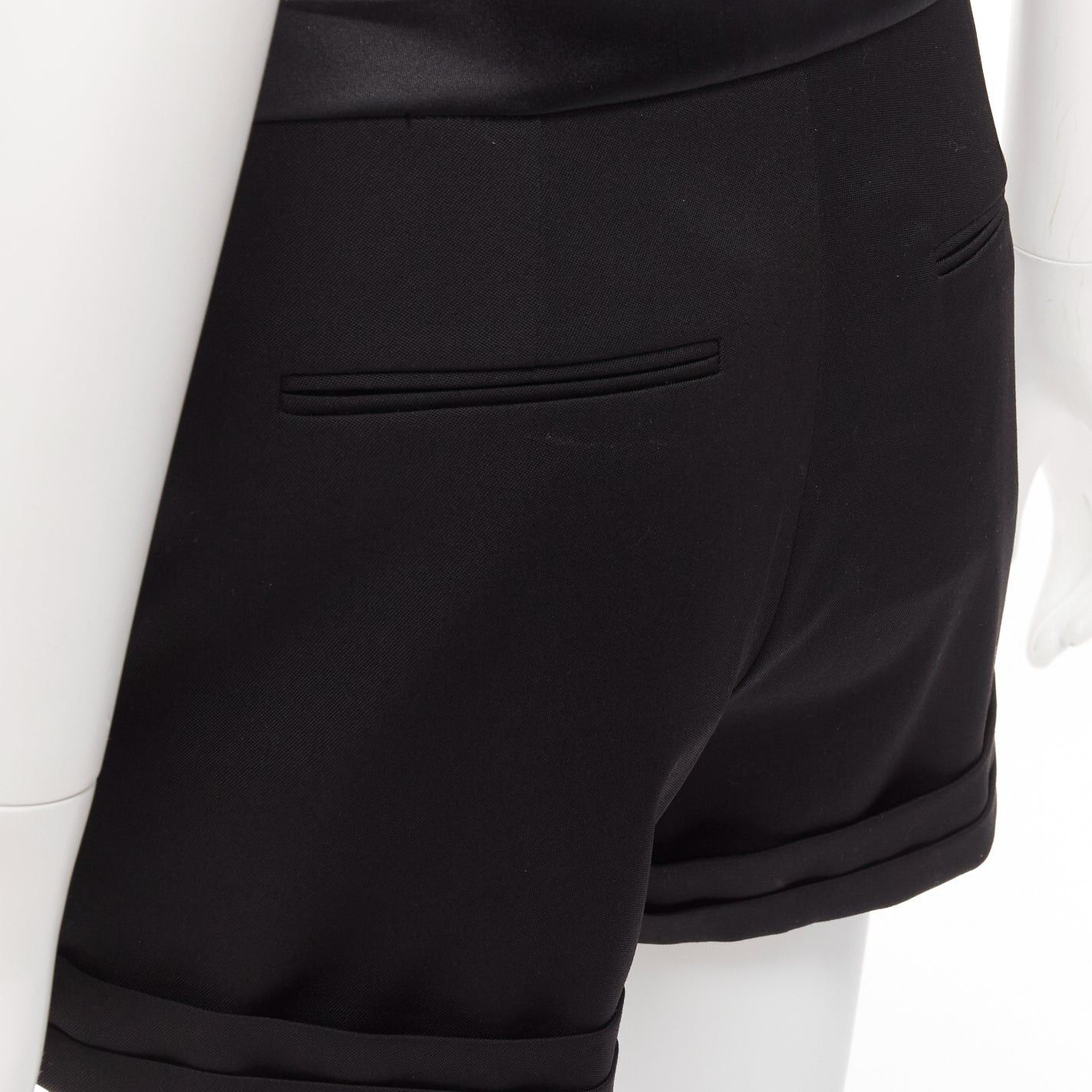 Saint Laurent Paris SAINT LAURENT 2019 black virgin wool cumberband high waist shorts FR36 S Size 27" / US 4 / IT 40 - 7 Thumbnail