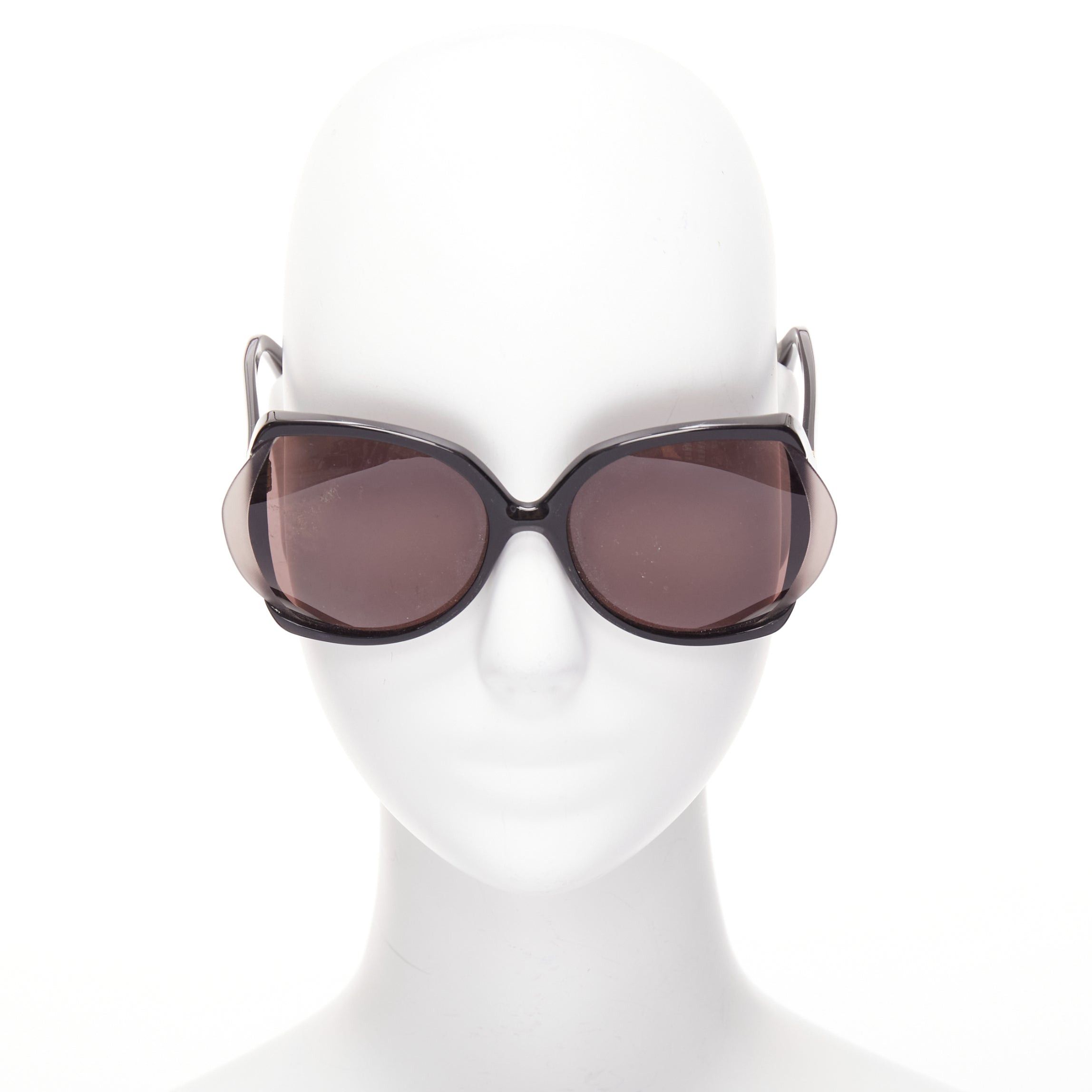 Saint Laurent Paris YVES SAINT LAURENT YSL6328S black flared out lens logo side square sunglasses Size ONE SIZE - 3 Thumbnail