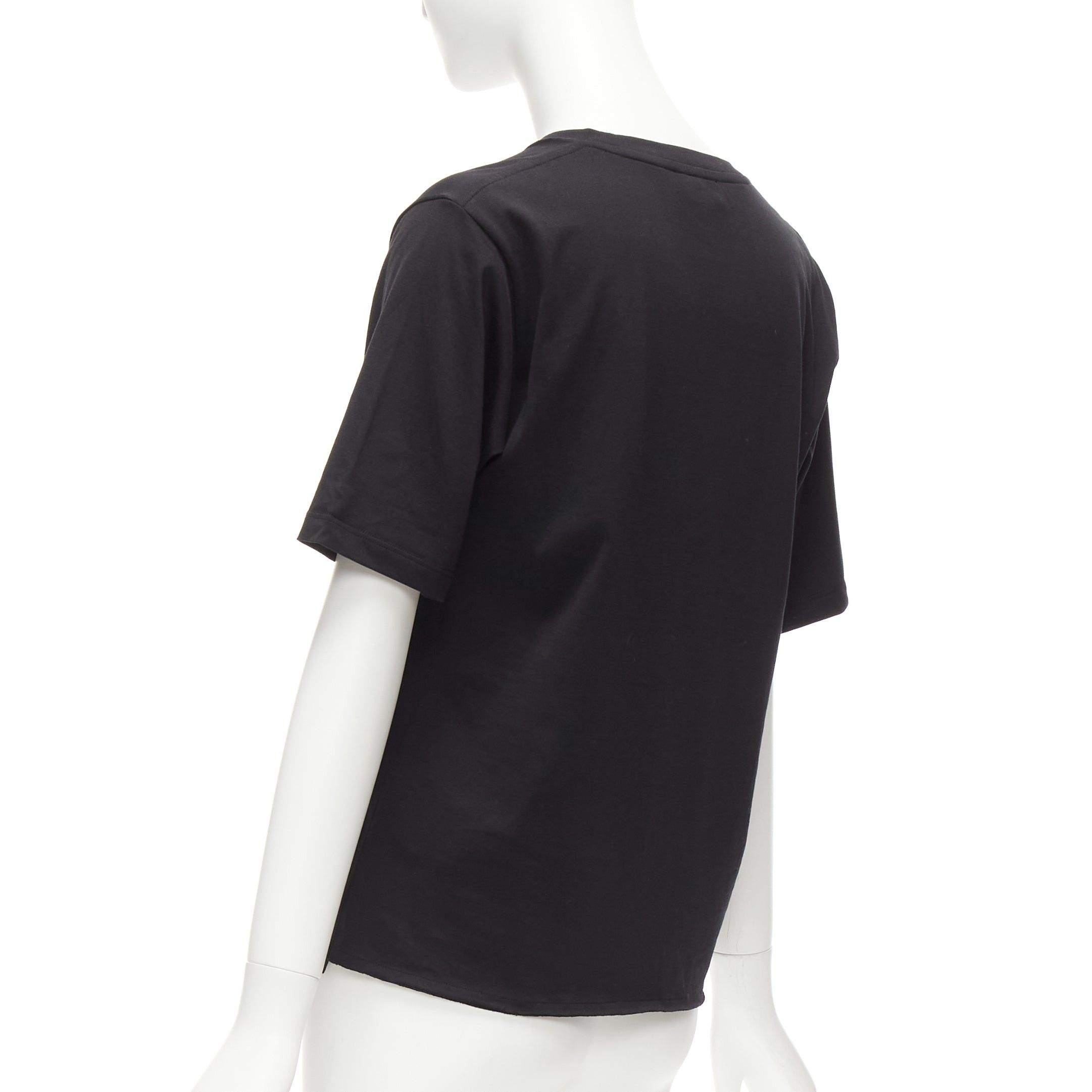 Saint Laurent Paris SAINT LAURENT 2017 black cotton box white logo boxy half sleeve tshirt XS Size S / US 4 / IT 40 - 6 Thumbnail