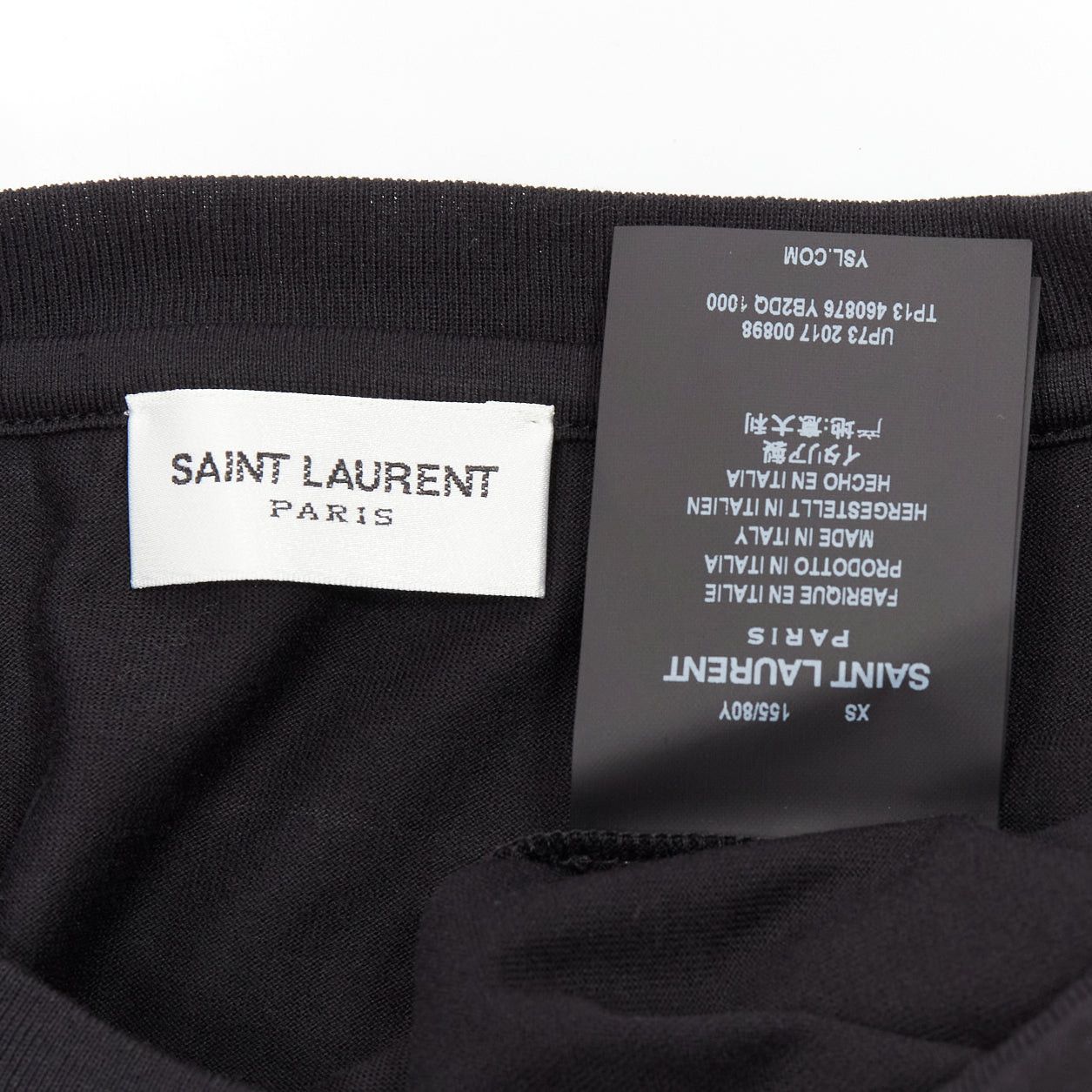 Saint Laurent Paris SAINT LAURENT 2017 black cotton box white logo boxy half sleeve tshirt XS Size S / US 4 / IT 40 - 8 Thumbnail