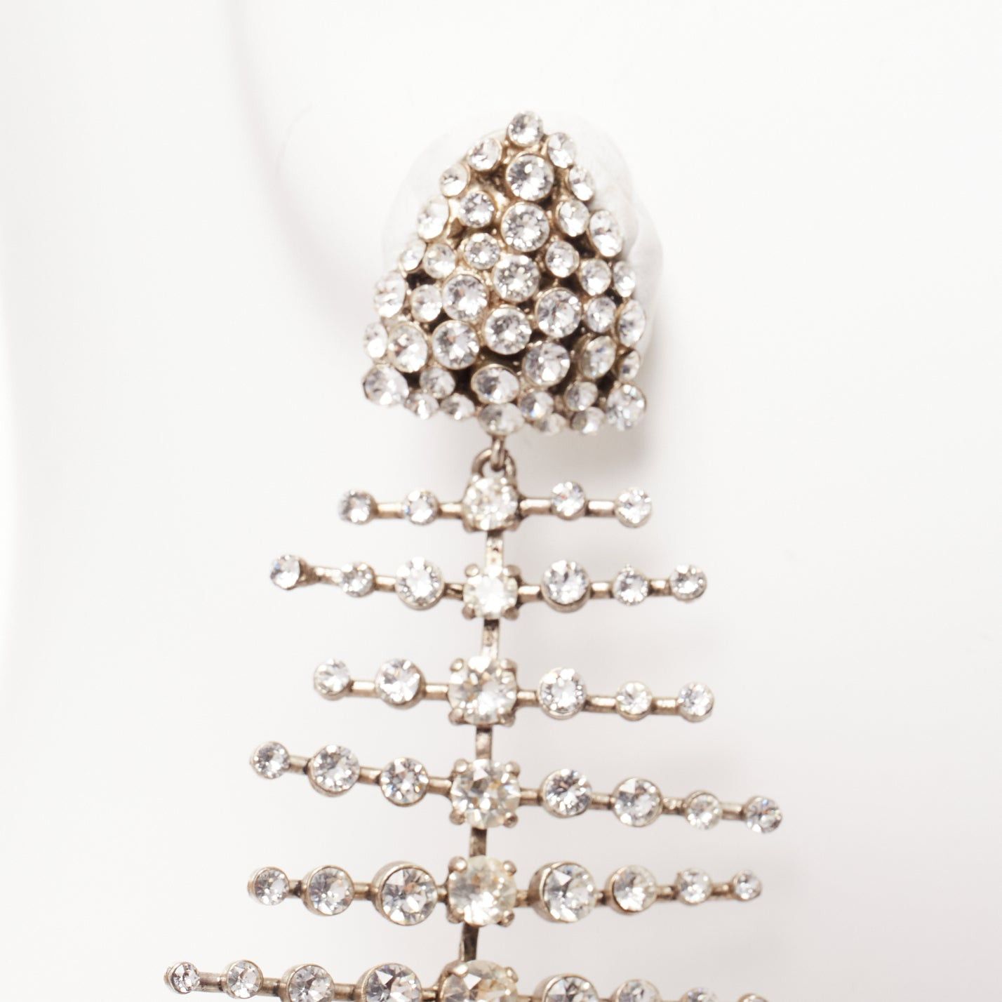 Saint Laurent Paris SAINT LAURENT clear crystal spiral fish bone dangling clip on earrings Size ONE SIZE - 5 Thumbnail