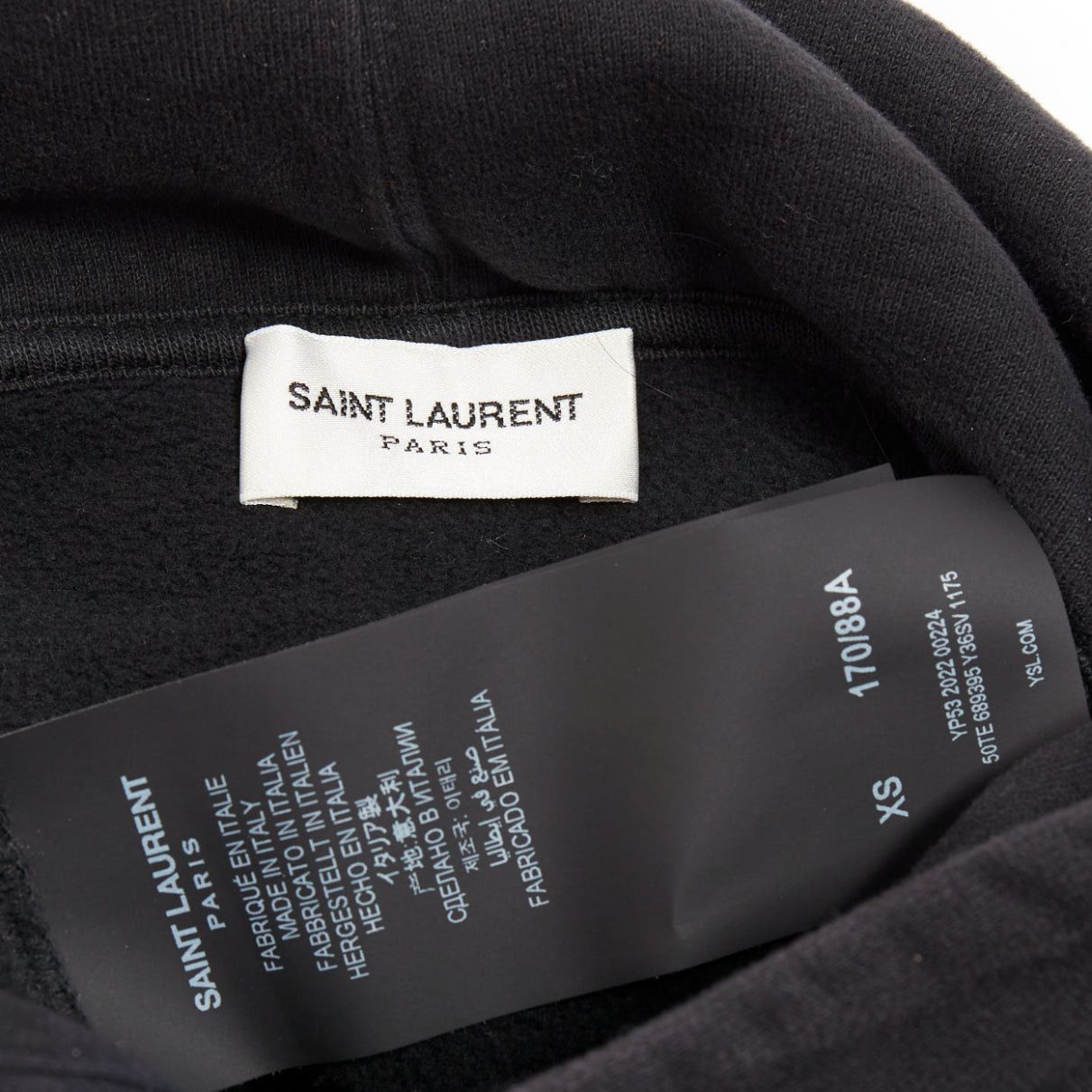 Saint Laurent Paris SAINT LAURENT 2022 grey washed cotton green alpaca logo patch varsity hoodie XS Size S / US 4 / IT 40 - 8 Thumbnail