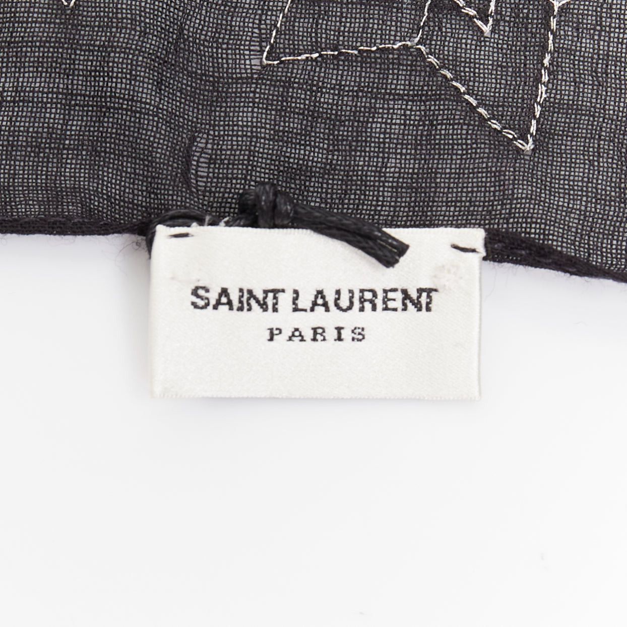 Saint Laurent Paris SAINT LAURENT black silver star embroidery lightweight square scarf Size ONE SIZE - 8 Thumbnail