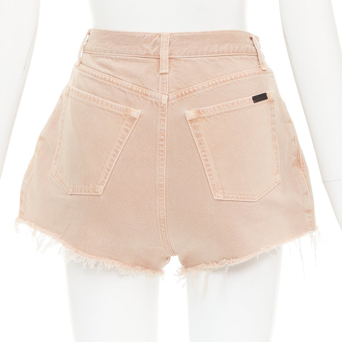 Saint Laurent Paris SAINT LAURENT 2020 dusty pink washed denim logo tag flared shorts 25" Size 27" / US 4 / IT 40 - 5 Thumbnail