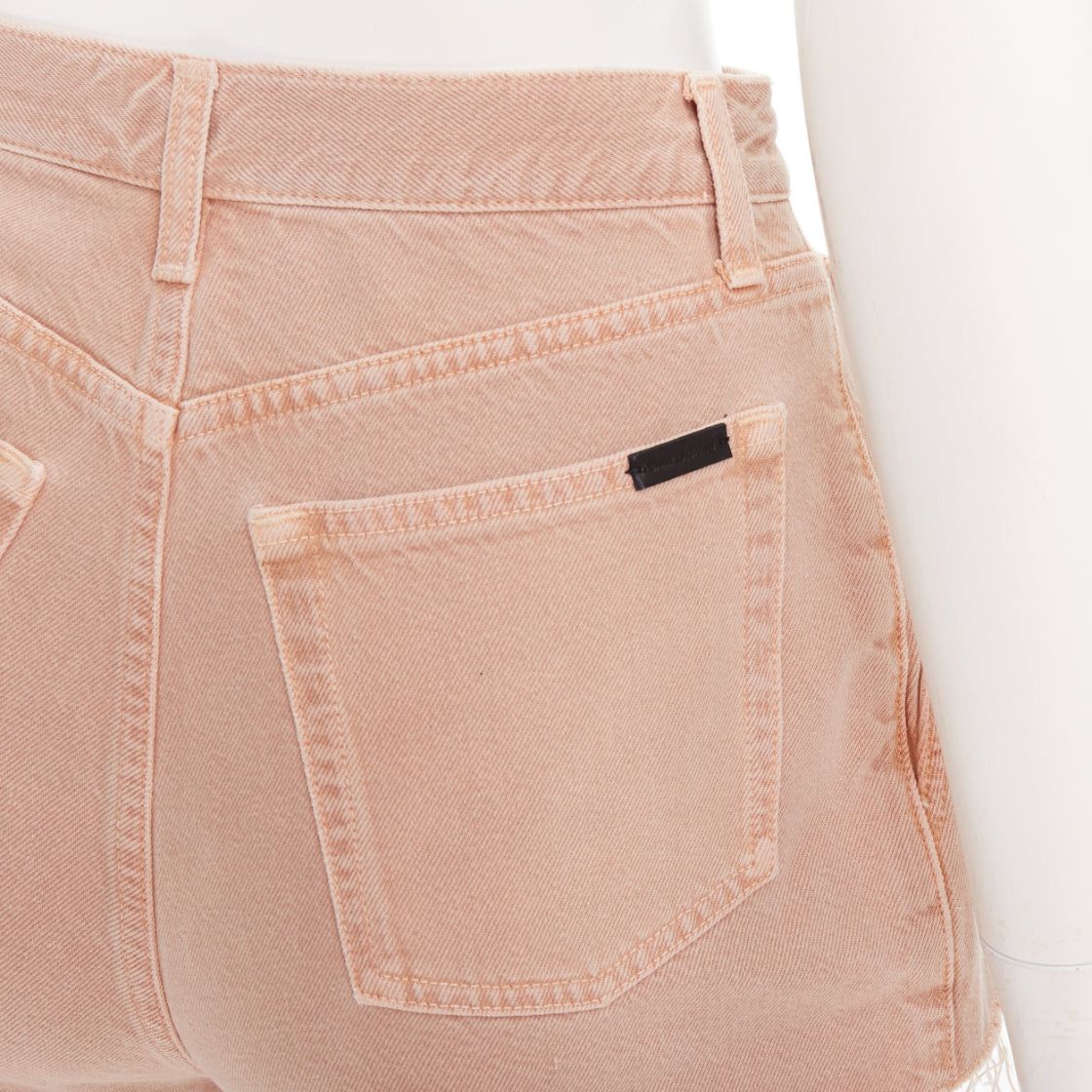 Saint Laurent Paris SAINT LAURENT 2020 dusty pink washed denim logo tag flared shorts 25" Size 27" / US 4 / IT 40 - 2 Thumbnail