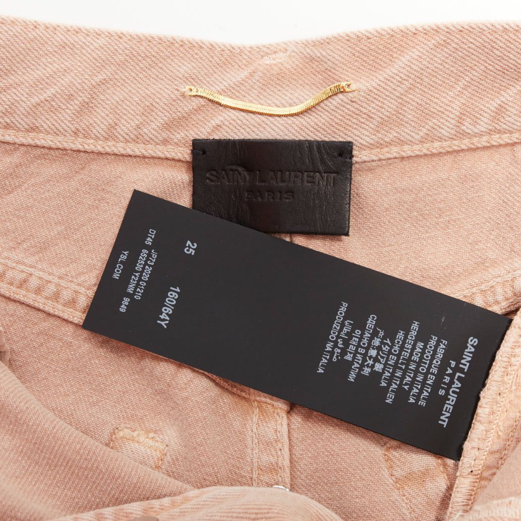 Saint Laurent Paris SAINT LAURENT 2020 dusty pink washed denim logo tag flared shorts 25" Size 27" / US 4 / IT 40 - 8 Thumbnail